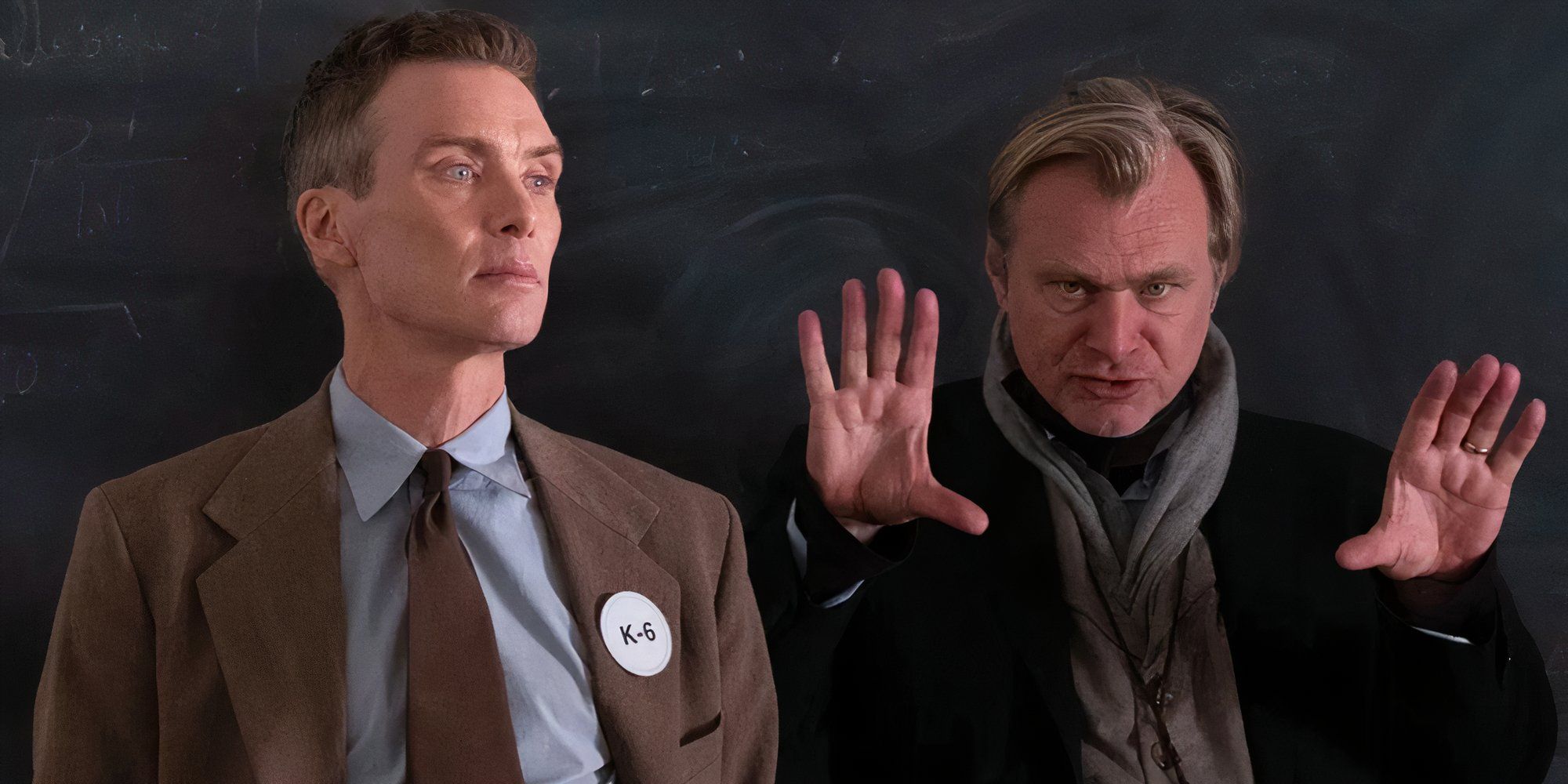 Christopher Nolan and Cillian Murphy on the set of Oppenheimer