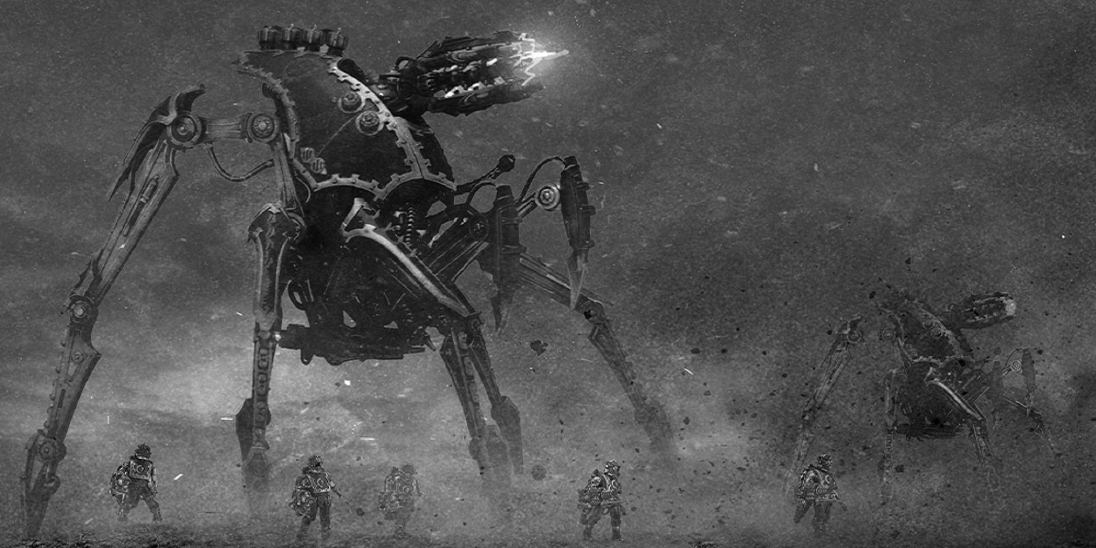 warhammer 30k legions imperialis dark mechanicum Serperos ‘Overlord’ Heavy Stalker black and white artwork