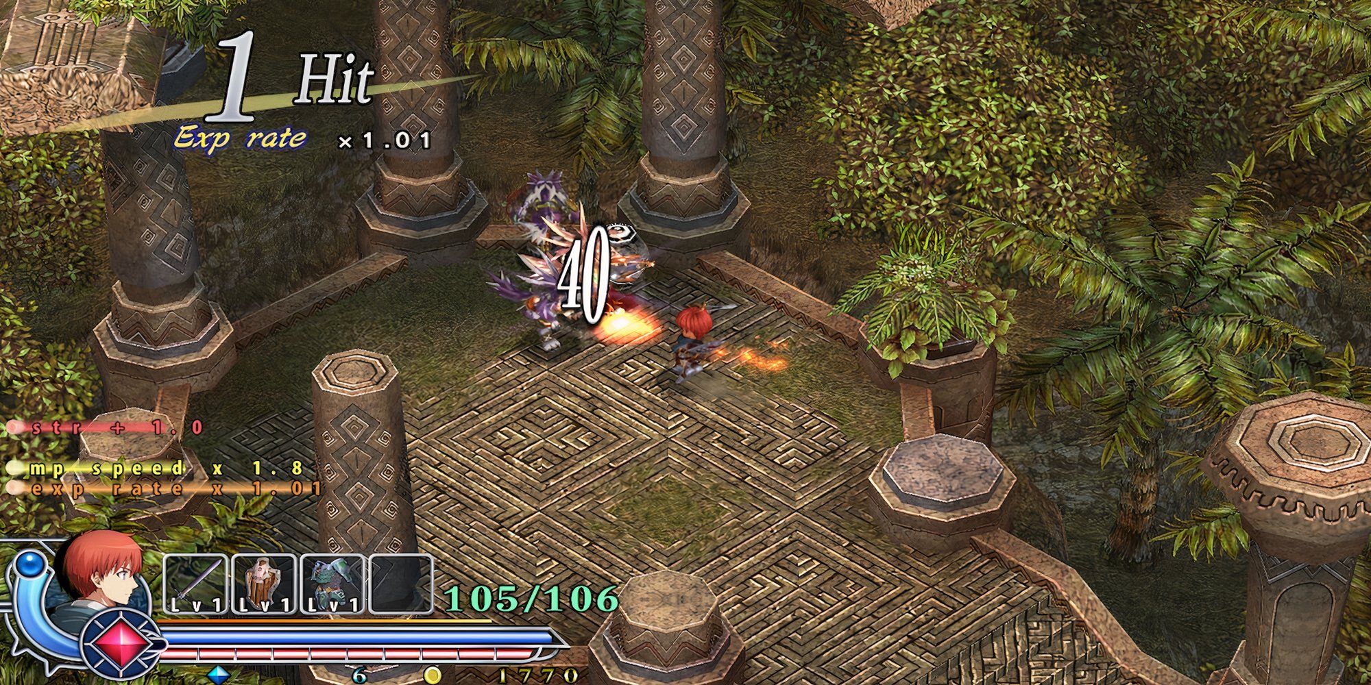 Fighting enemies in the jungle in Ys Memoire The Oath in Felghana