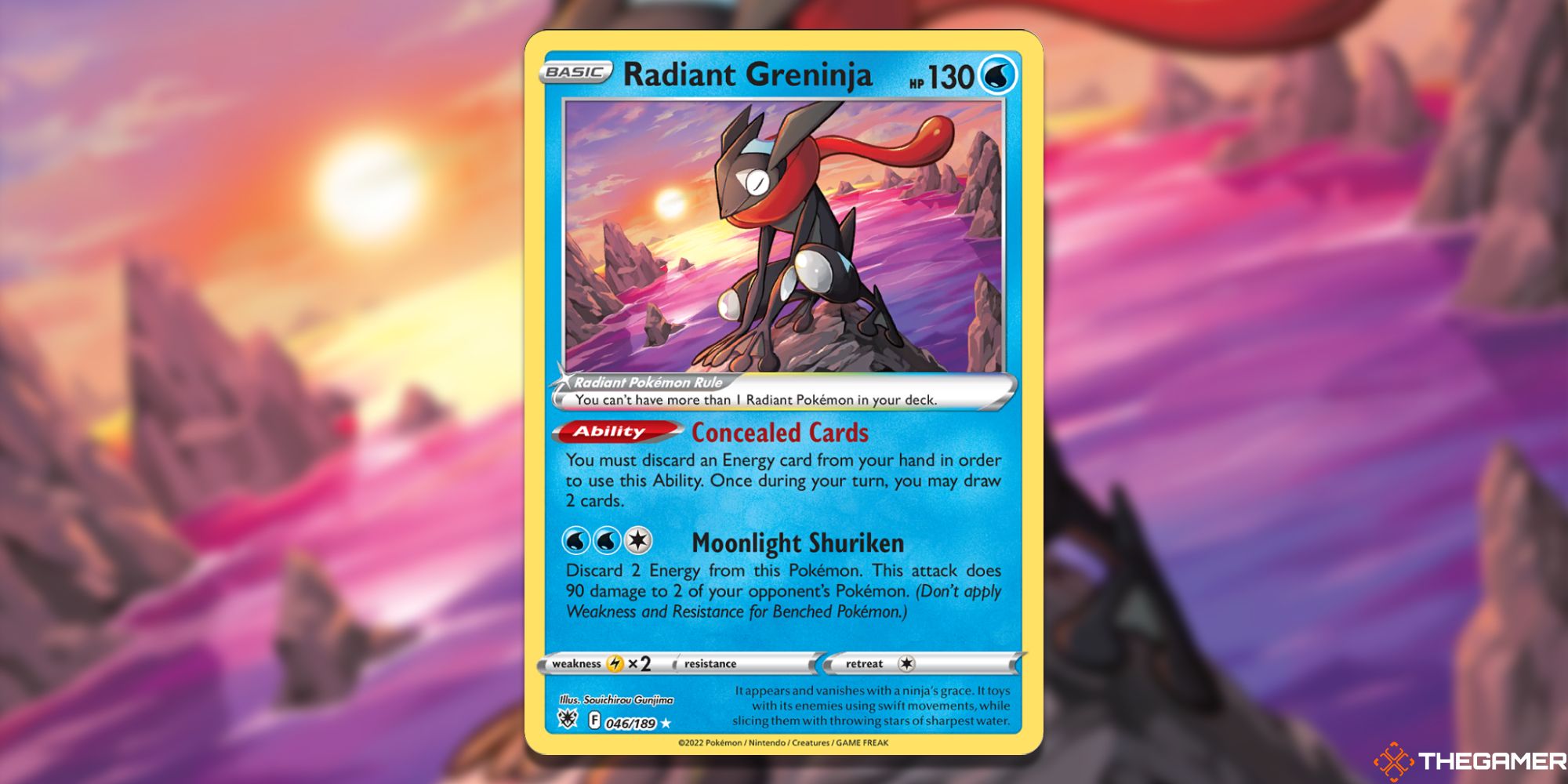 Pokemon TCG Radiant Greninja Radiant Rare Card.