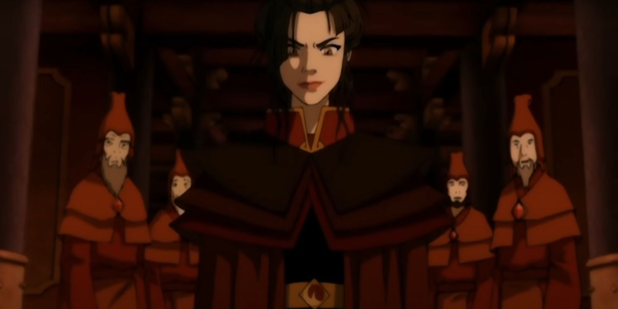 An unhinged Azula in Fire Nation coronation garb.