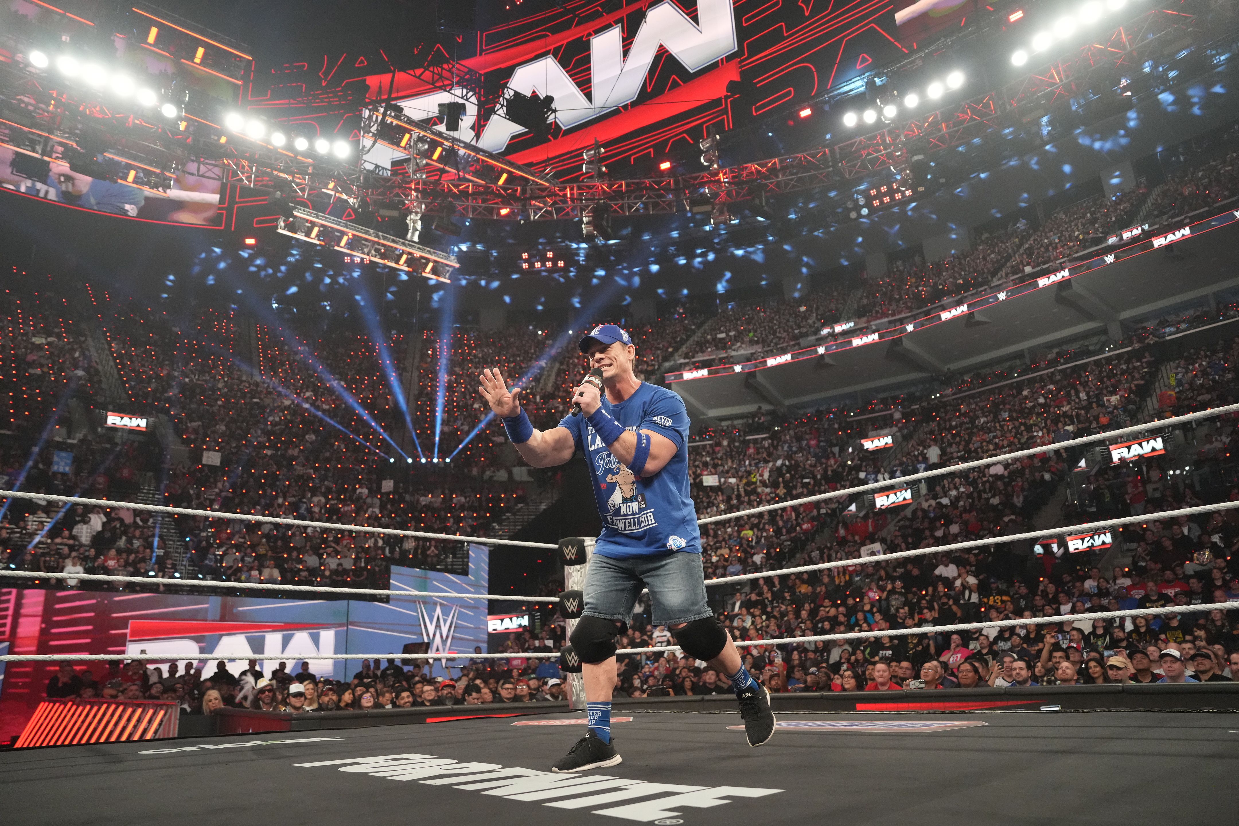 John Cena giving a promo on WWE Raw. 