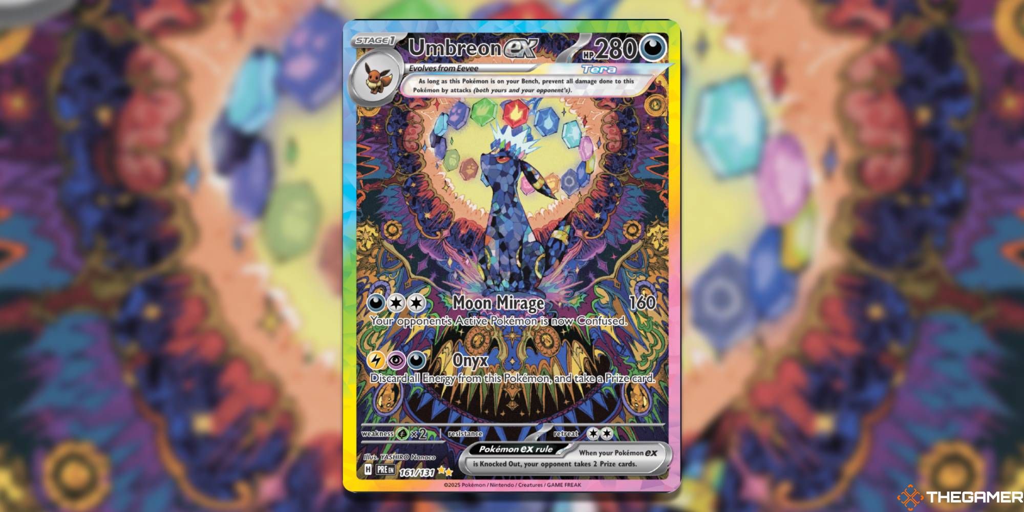 Umbreon ex from Pokemon Prismatic Evolutions.