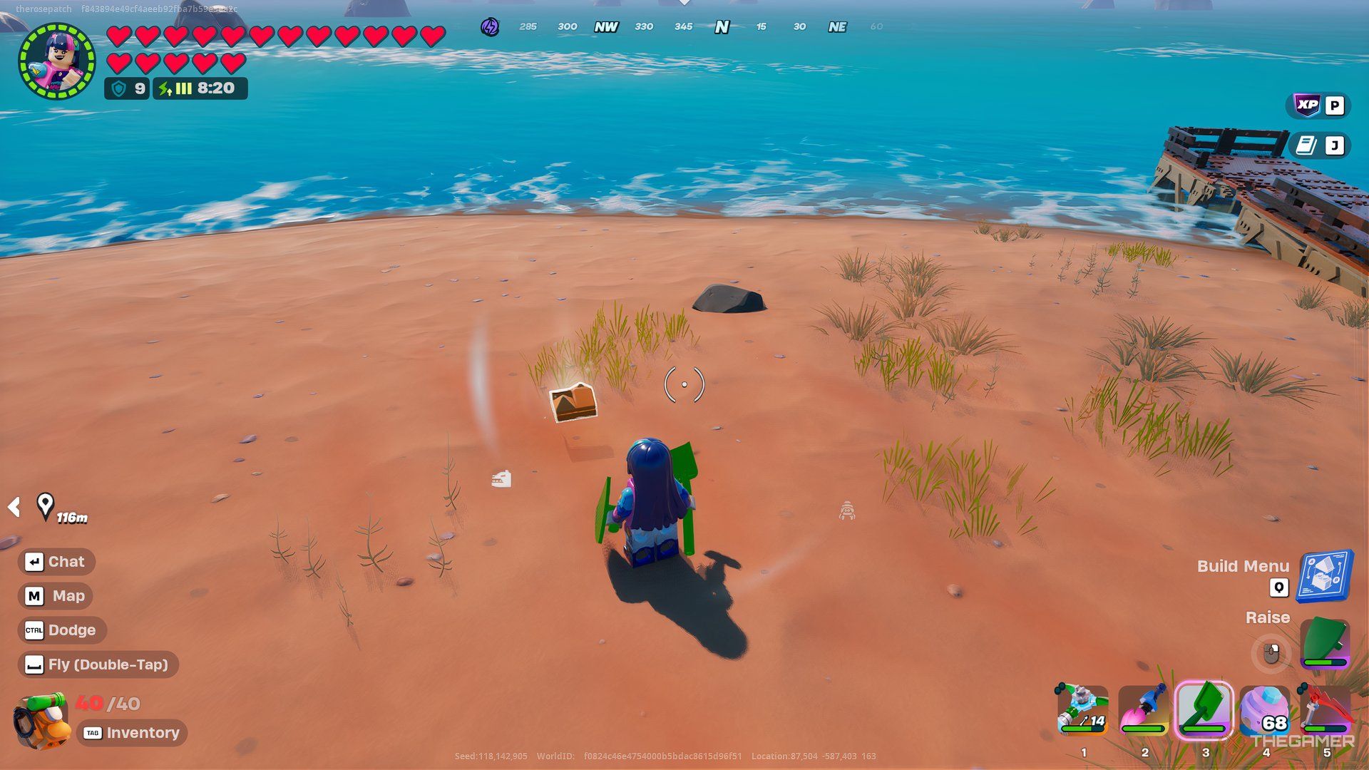 Digging For Sand In Lego Fortnite Odyssey.