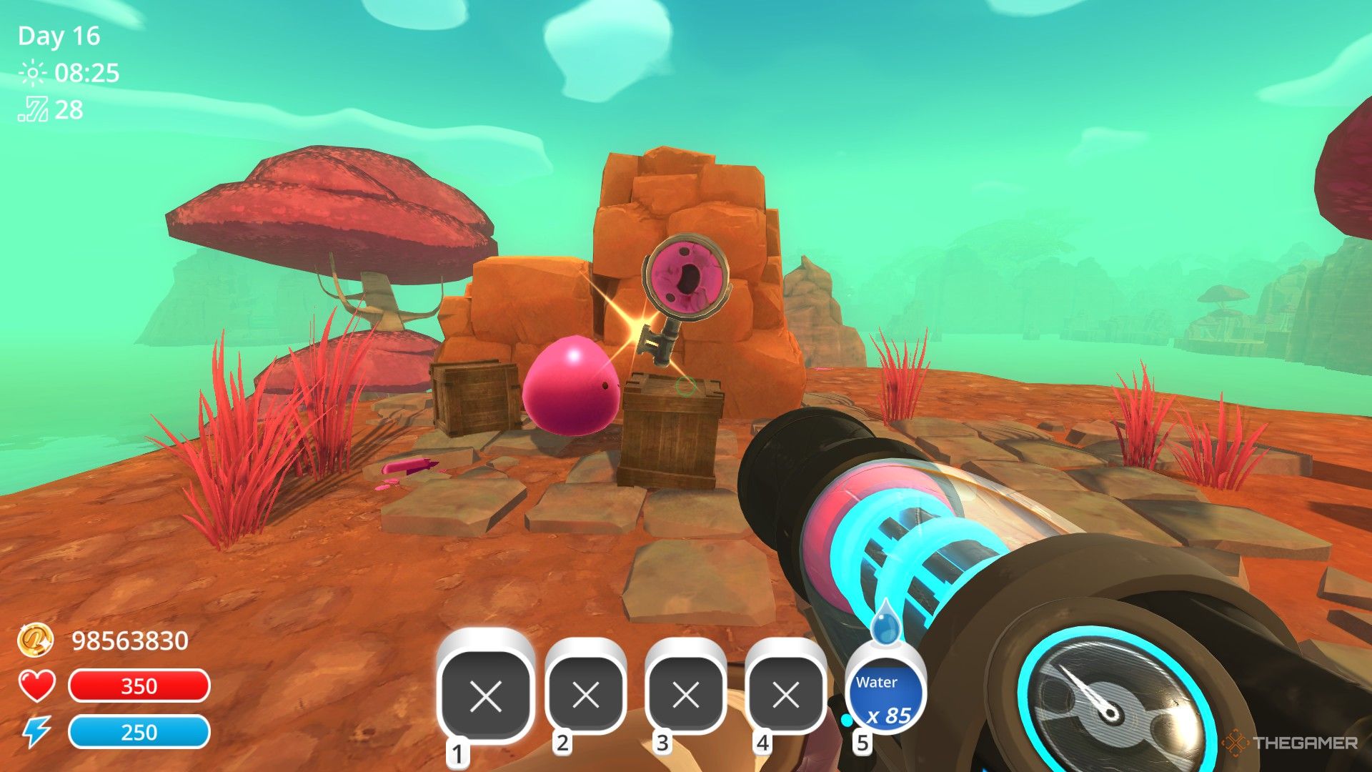 The player finds a Slime Key in Slime Rancher.