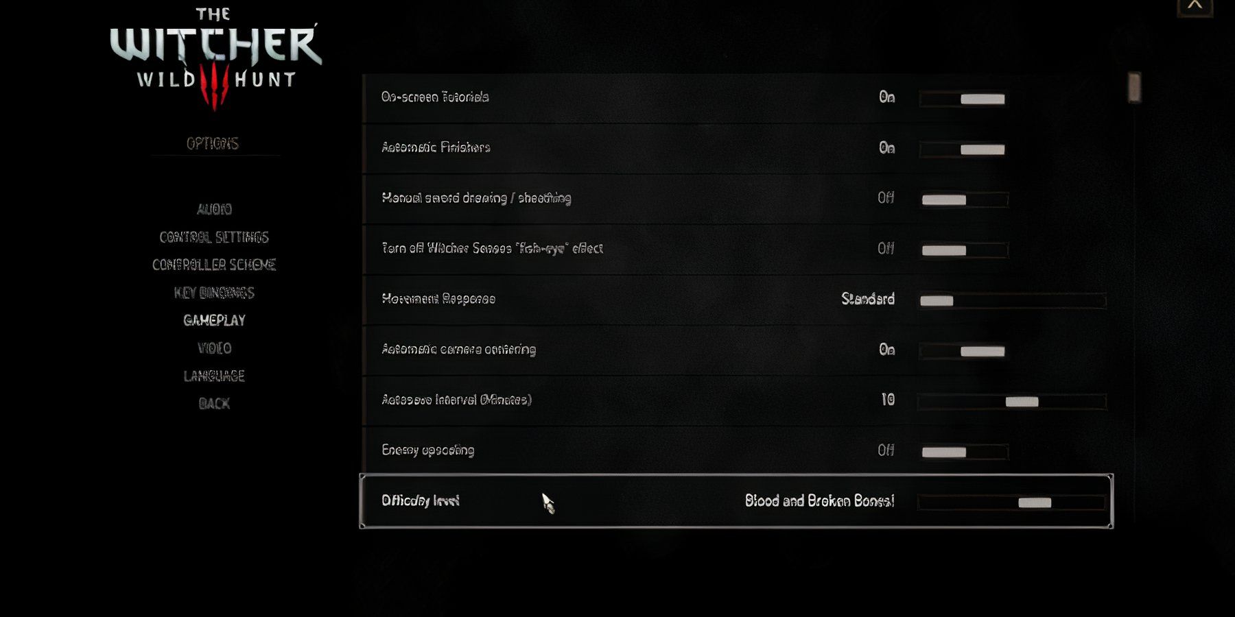 DIfficulty Settings in The Witcher 3