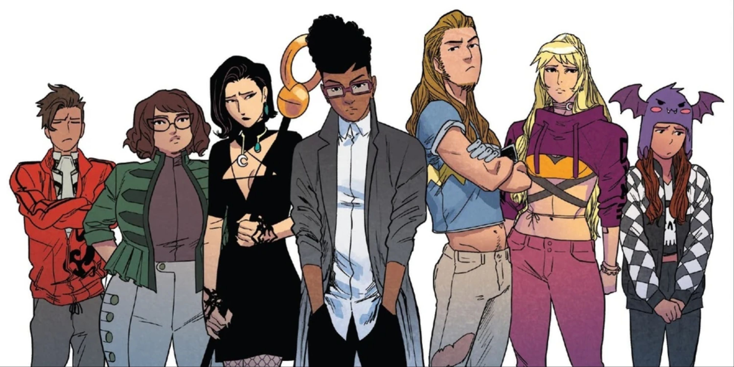 The original line-up of The Runaways from Marvel Comics.