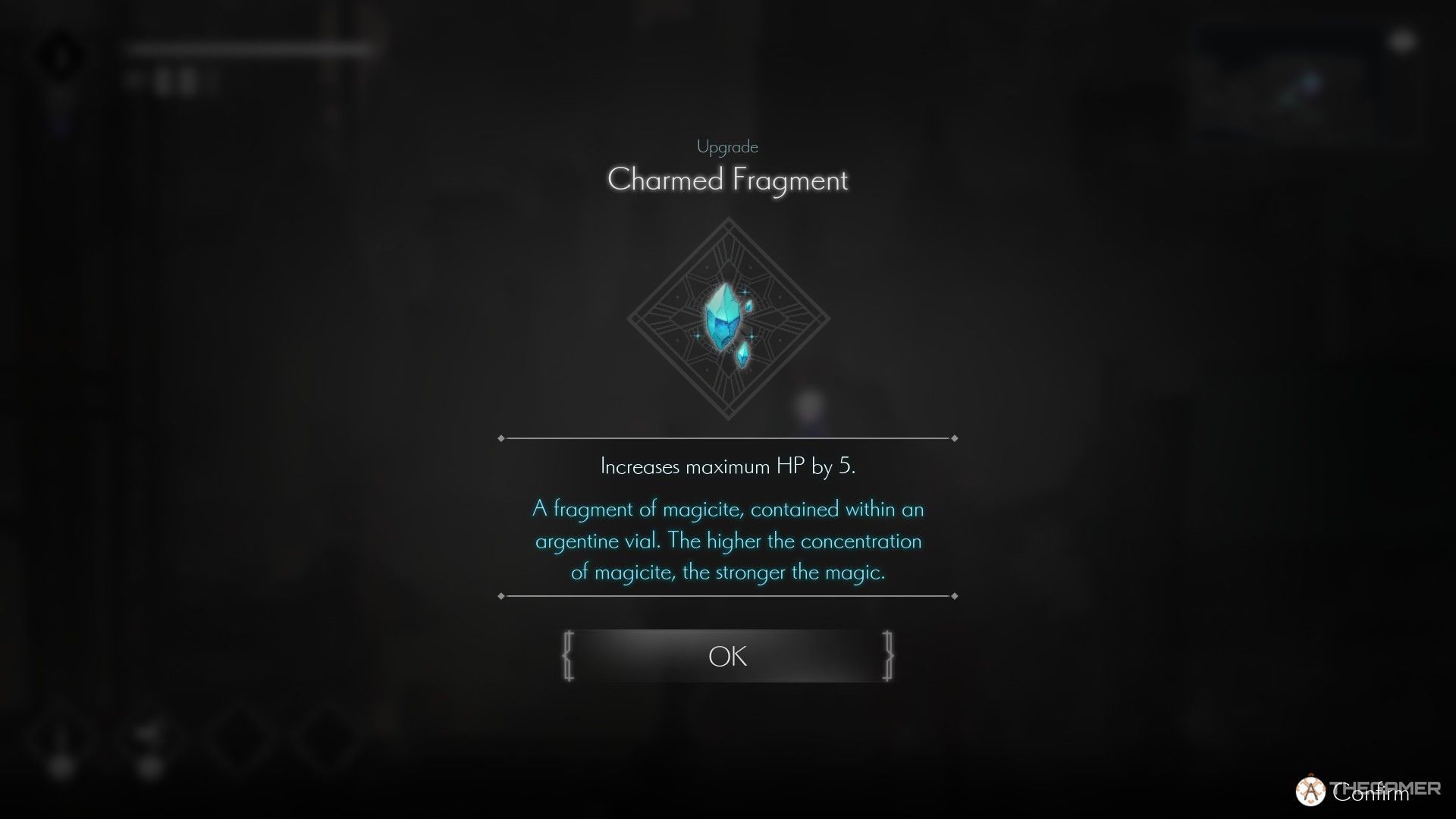 The image shows the Charmed Fragment description in Ender Magnolia: Bloom In The Mist.