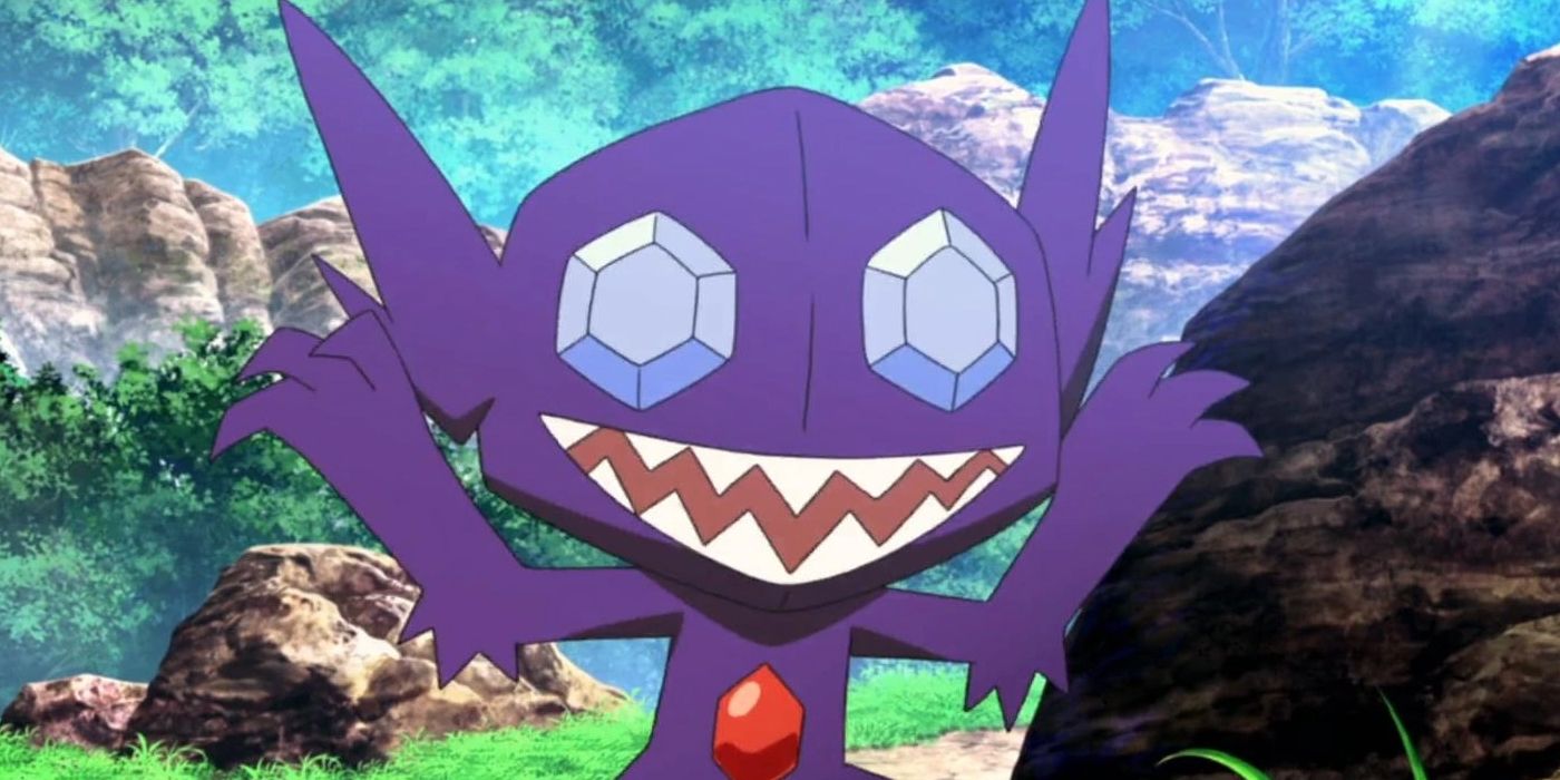 Sableye jumps up for a surprise in the Pokemon Anime.