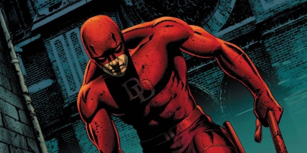 Daredevil from Marvel comics in his red costume.