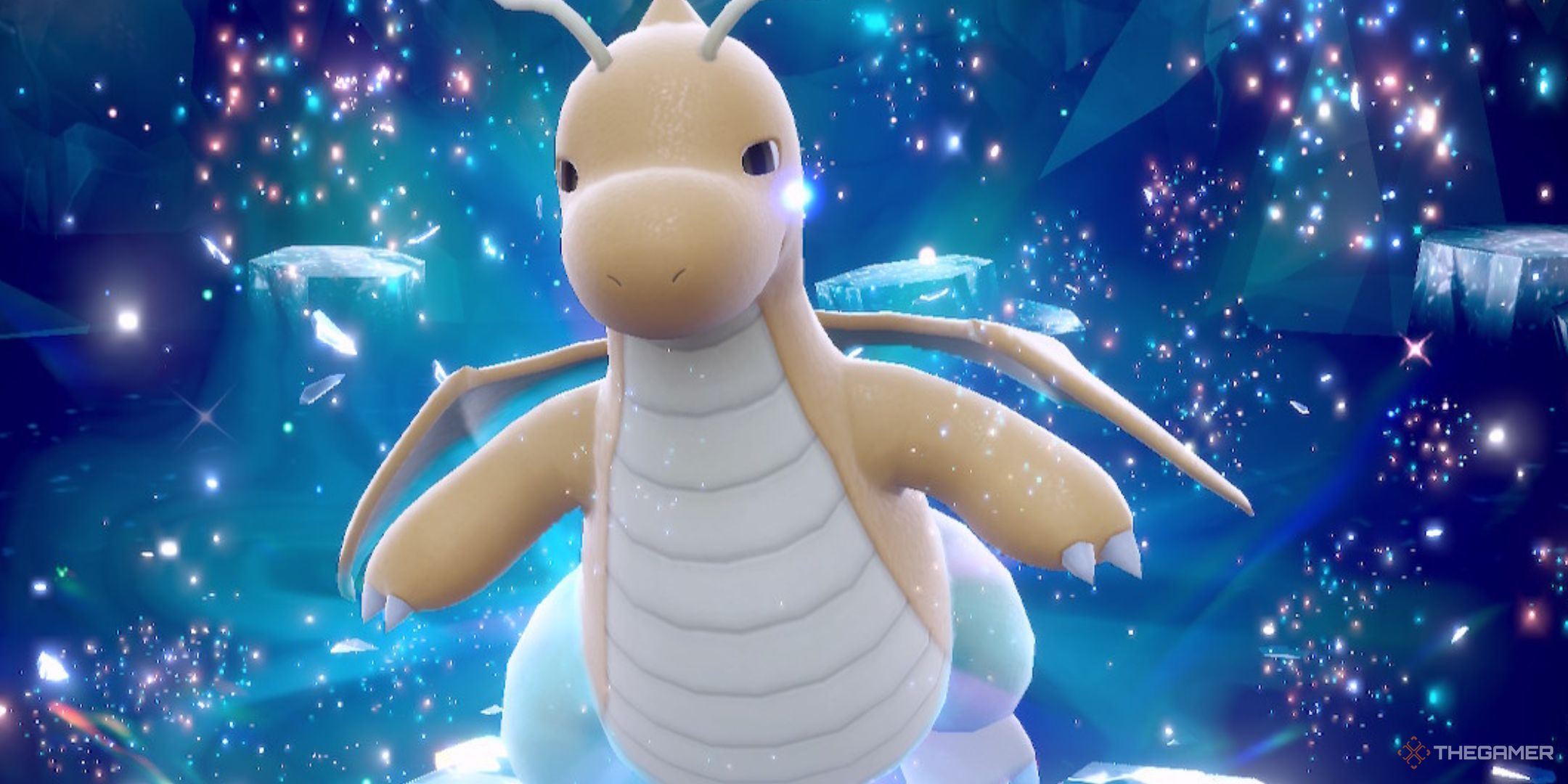 Tera Dragonite after its terastalization is shattered in Pokemon Scarlet & Violet.