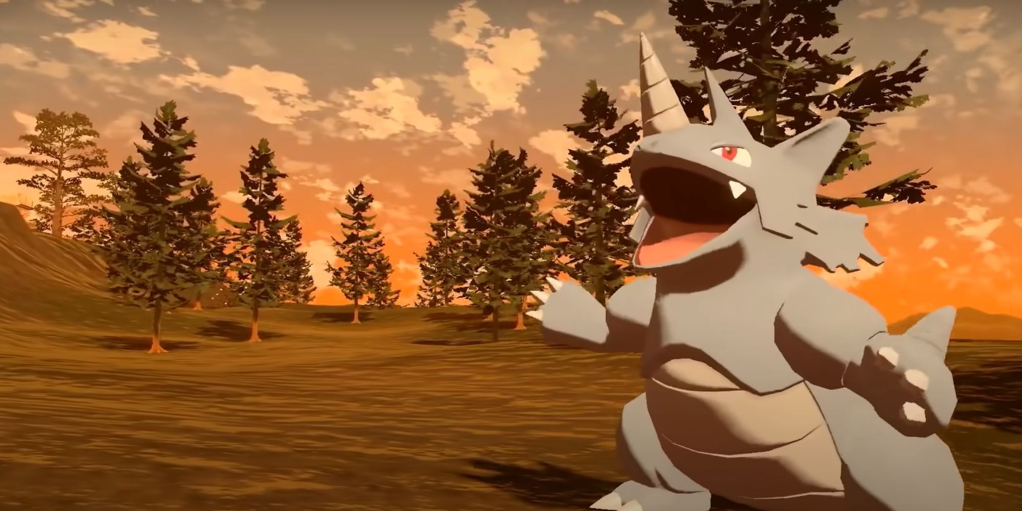 Rhydon roars in Pokemon Legends: Arceus.