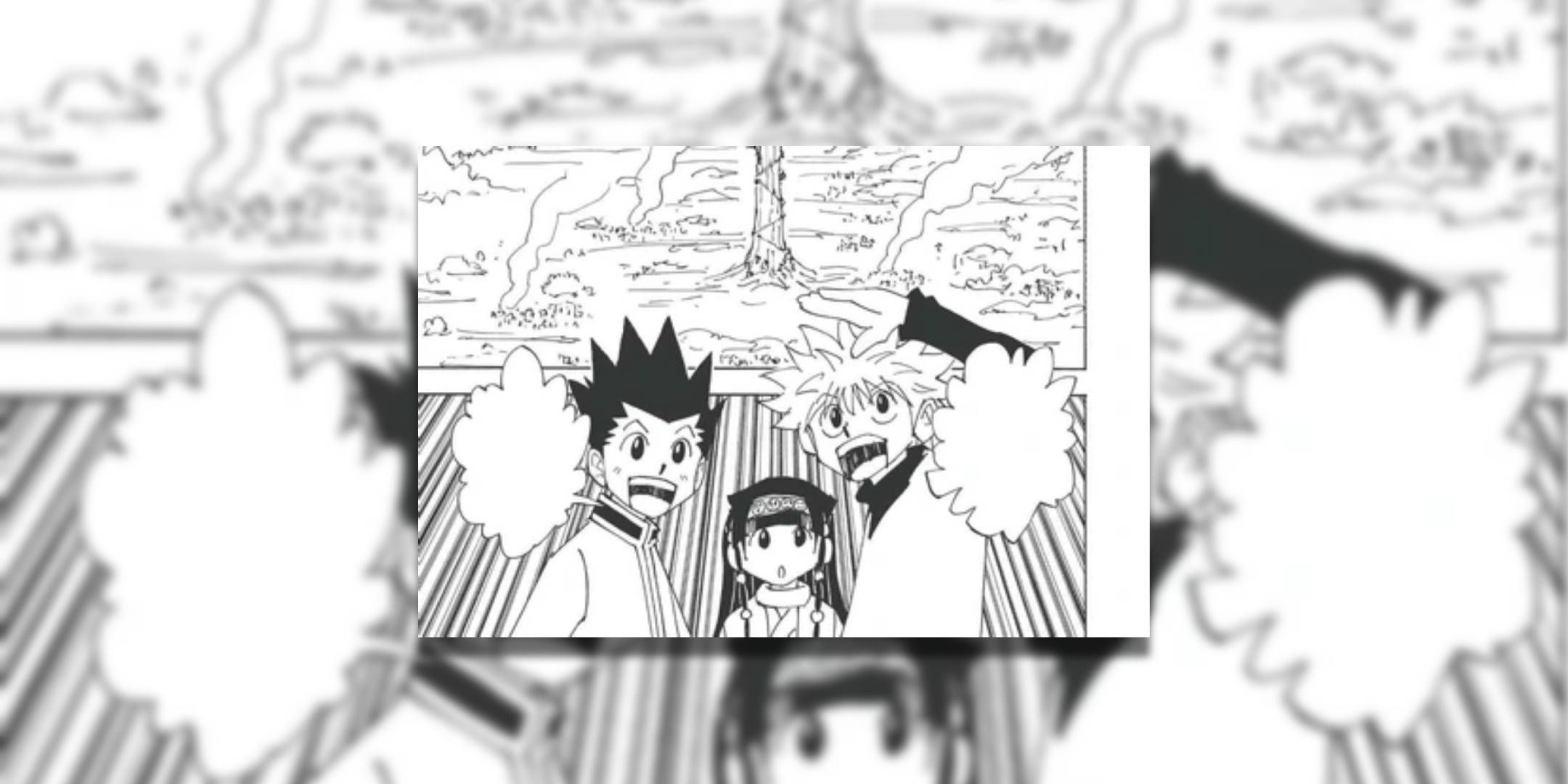 Gon, Killua, and Alluka from Hunter X Hunter together.