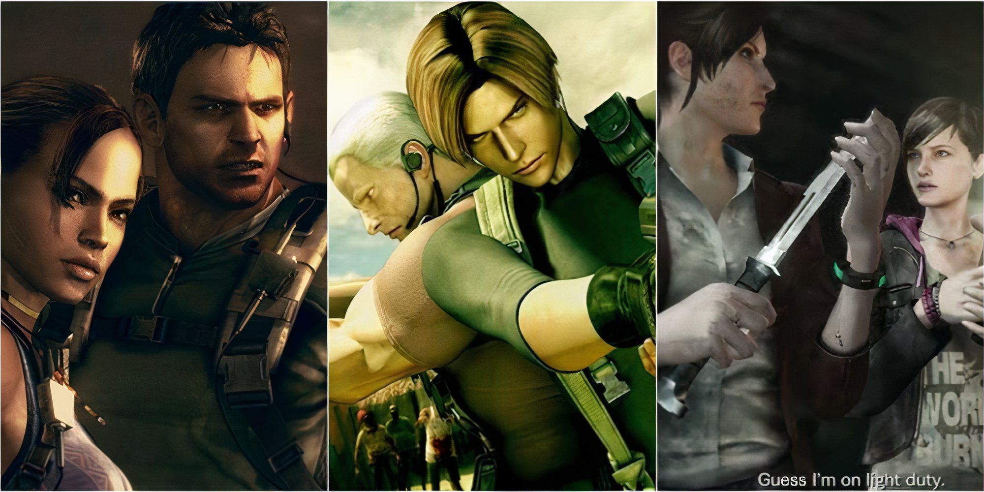 Chris and Sheva, Leon and Krauser, Claire and Moira