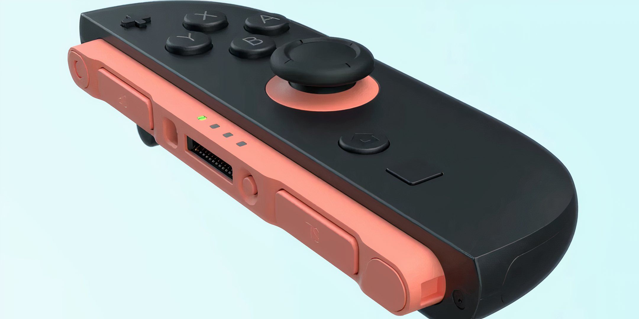 Single red joy-con viewed from a 45 degree angle.