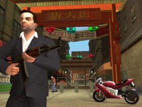 A player holding a gun in GTA Liberty City Stories