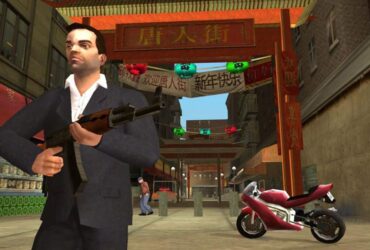 A player holding a gun in GTA Liberty City Stories