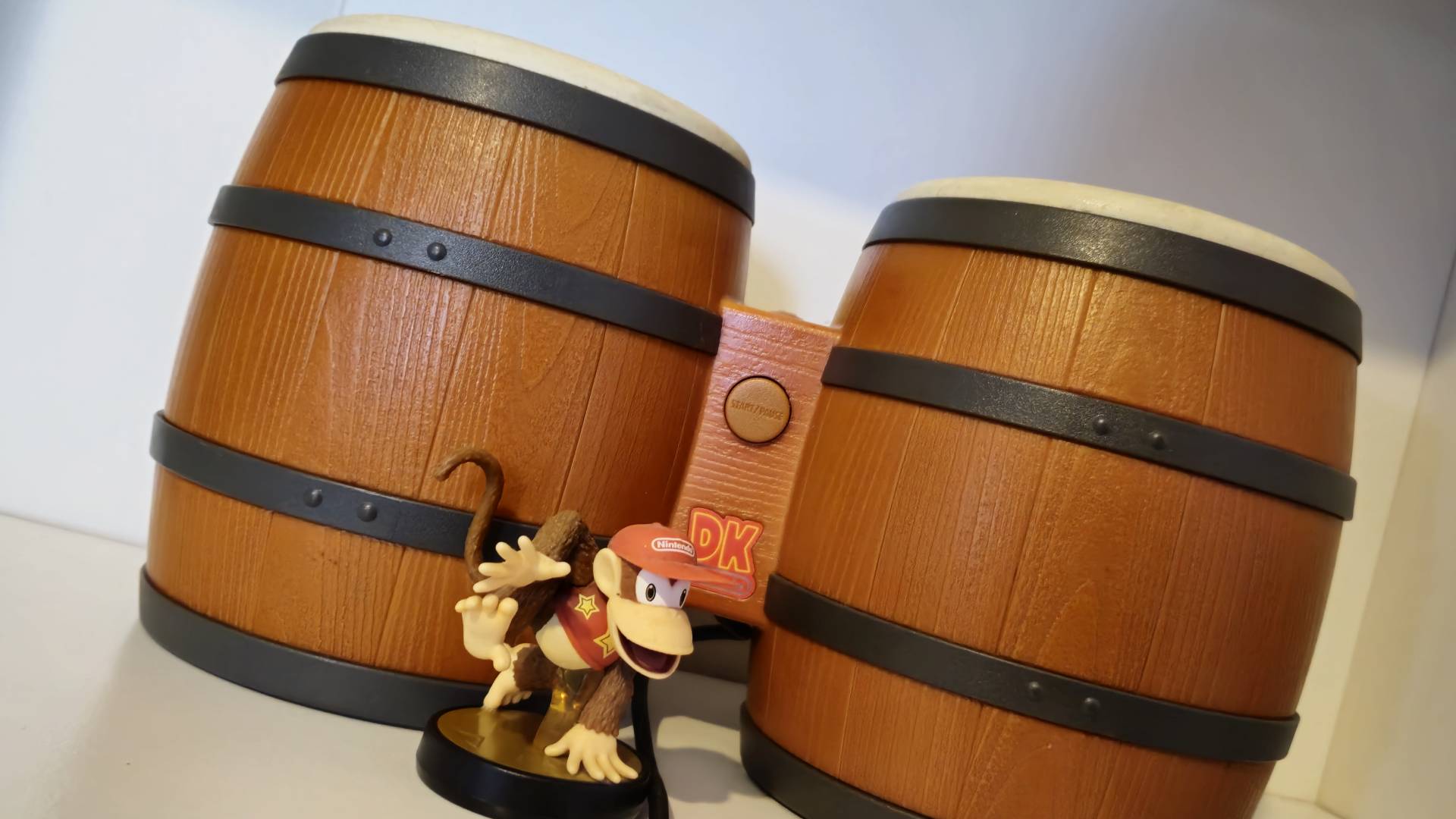 Photo taken by writer Rosalie Newcombe of the Donkey Kong Konga controller for the Nintendo GameCube.