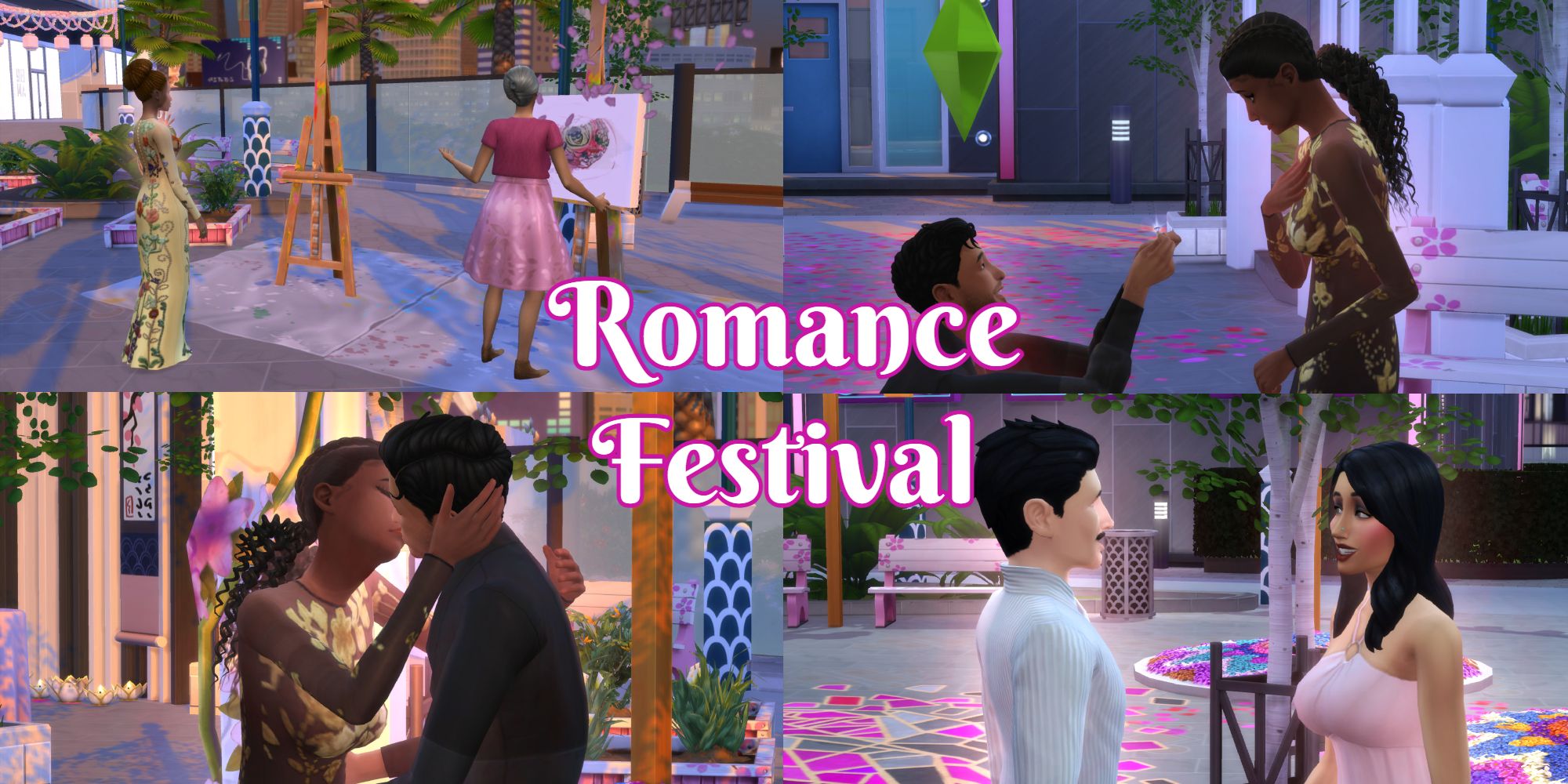 Sims get engaged at the Romance Festival in The Sims 4