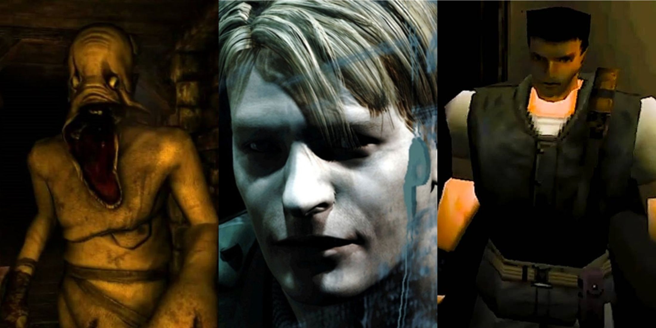 Stills from Amnesia: The Dark Descent, Silent Hill 2, and Resident Evil