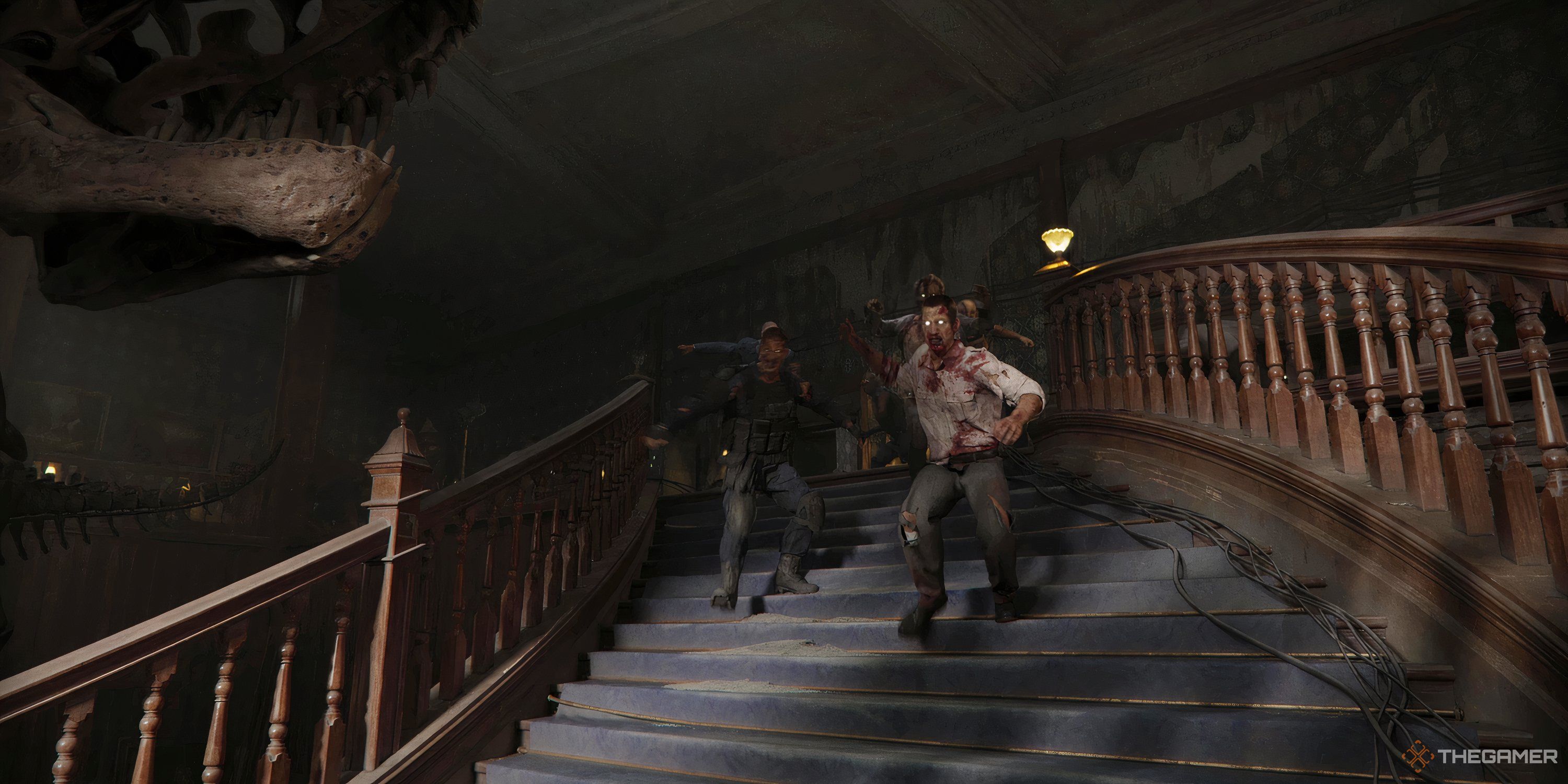 Zombies coming down a staircase in Call of Duty Black Ops 6.