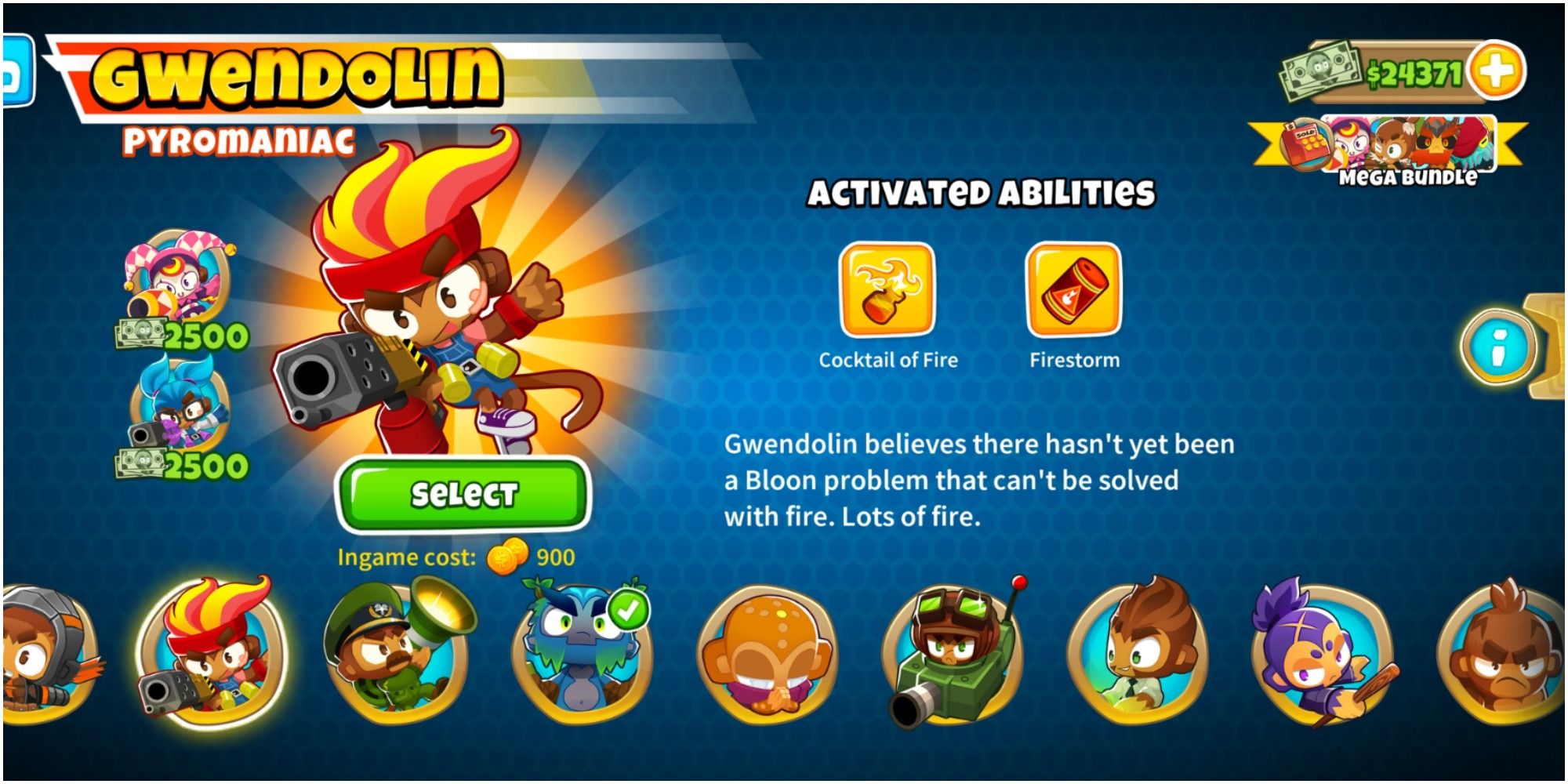 Bloons TD 6 Gwendolin On The Character Selection Page