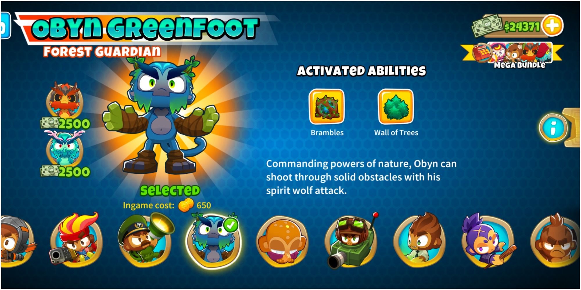 Bloons TD 6 Obyn Greenfoot On The Character Selection Page