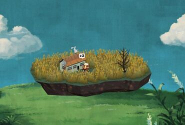 A screenshot from Ropuka's Idle Island, showing a frog napping on a grassy floating island.