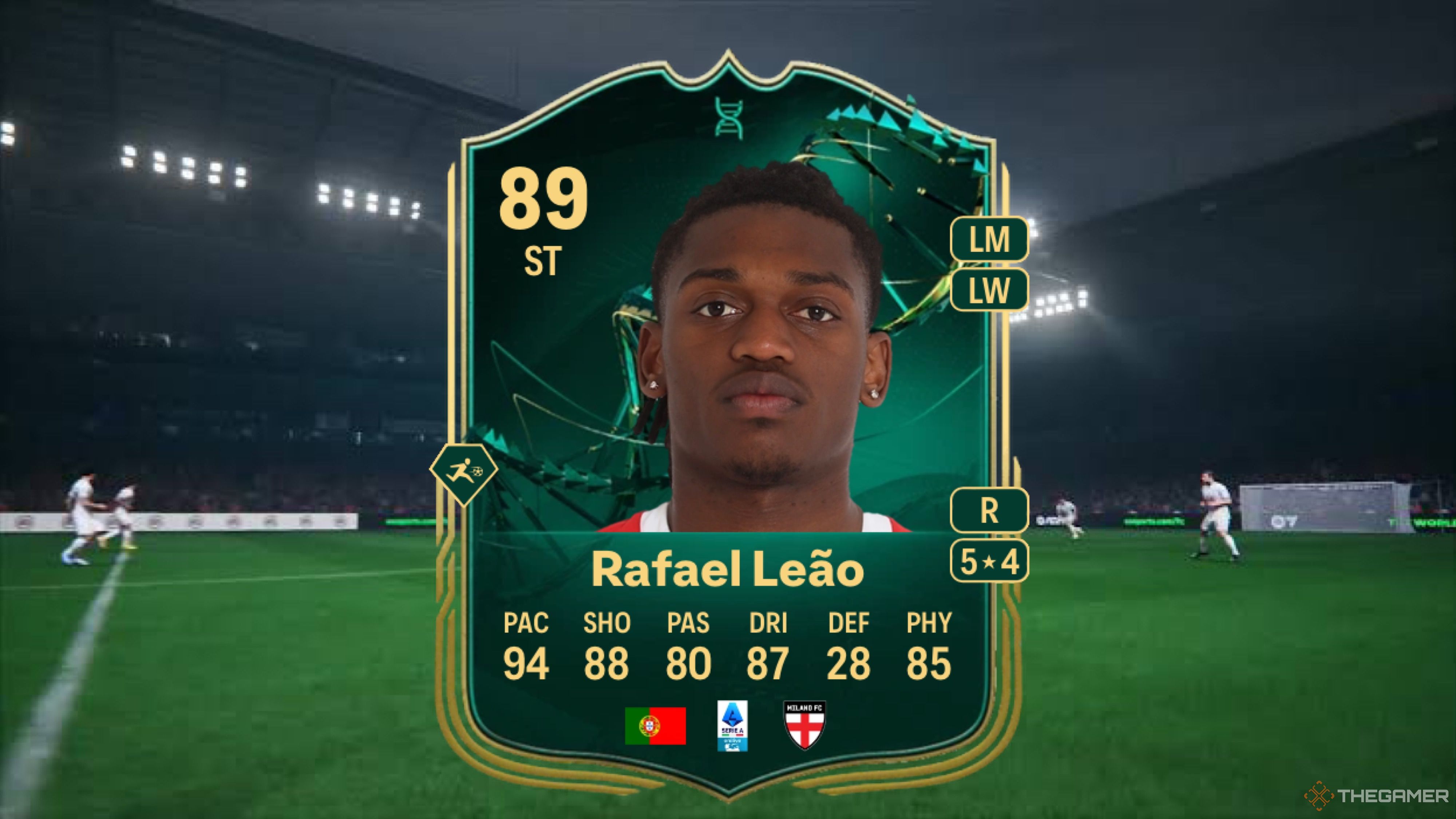 Image showing Leão card against a faded pitch background.