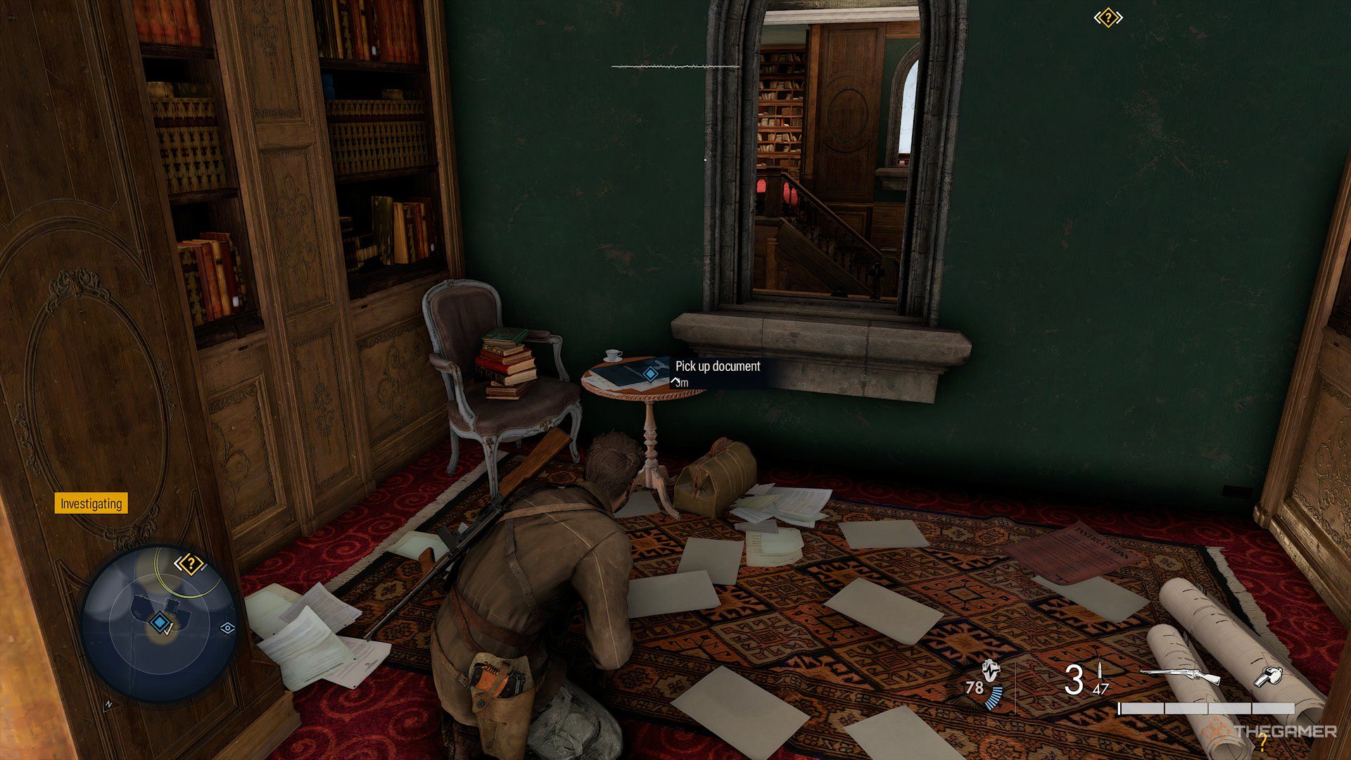 Finding Police Report 223 On Small Table By Window In The Library During Dead Drop In Sniper Elite: Resistance.