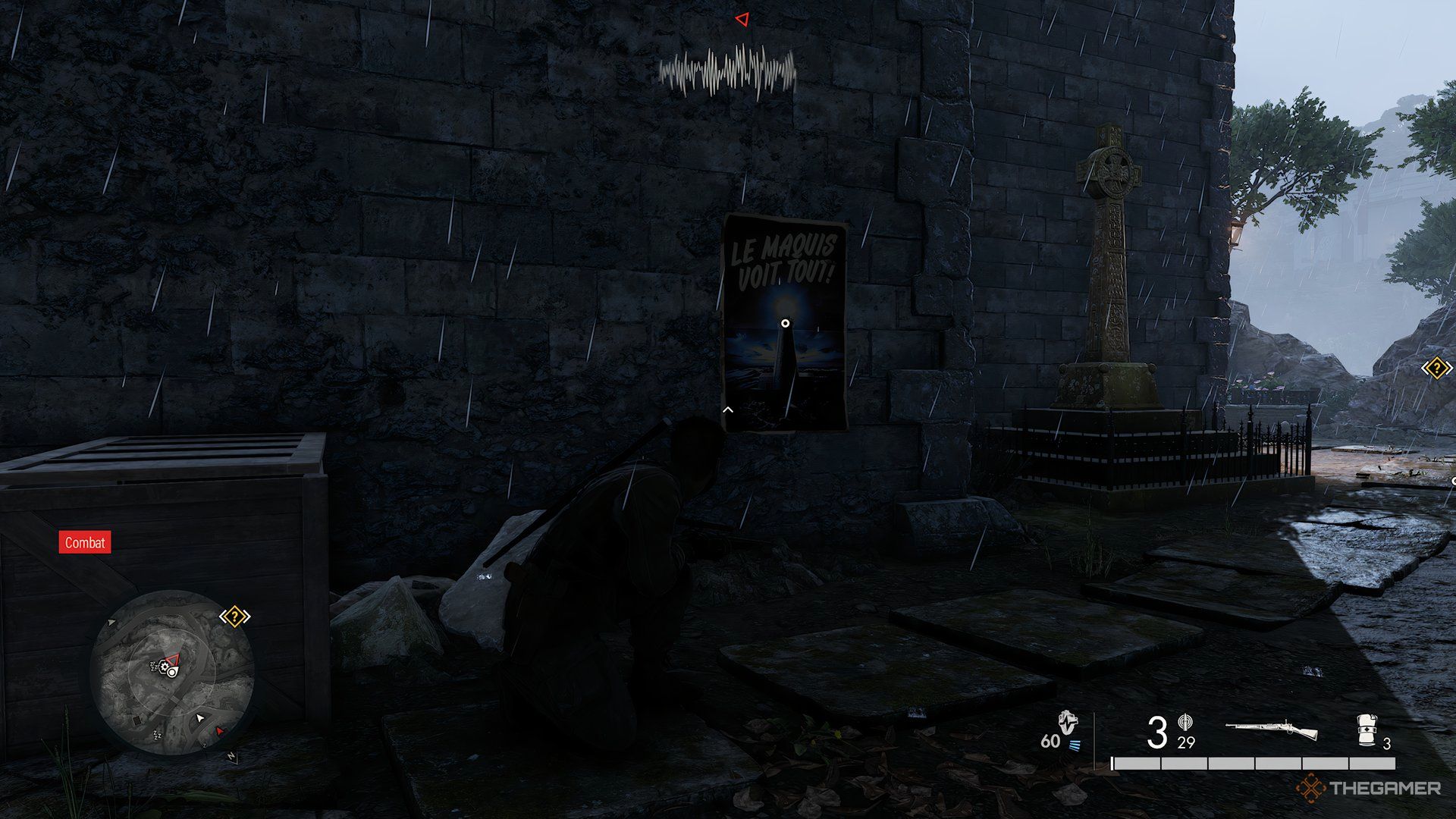 Finding Propaganda Poster On Side Of Church During Devil's Cauldron In Sniper Elite: Resistance.