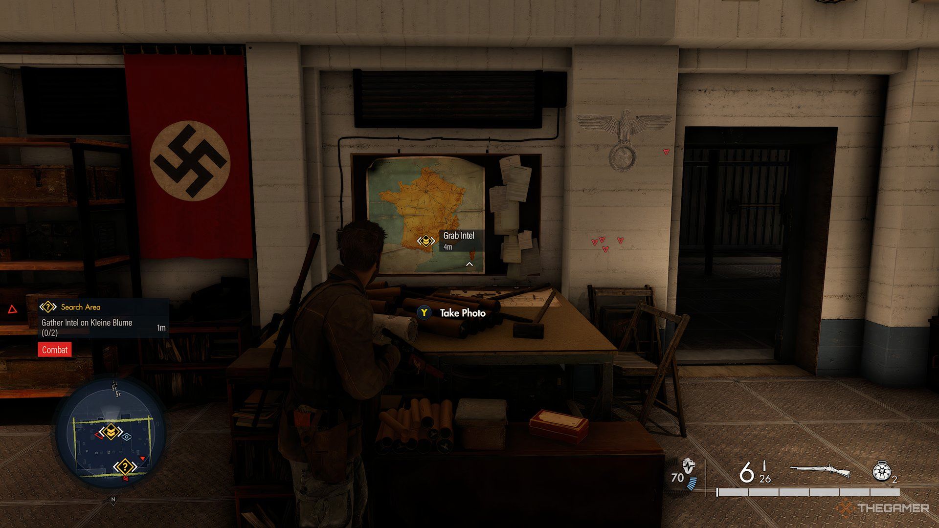 Finding Committee C Map During Assault On Fort Rouge In Sniper Elite: Resistance.