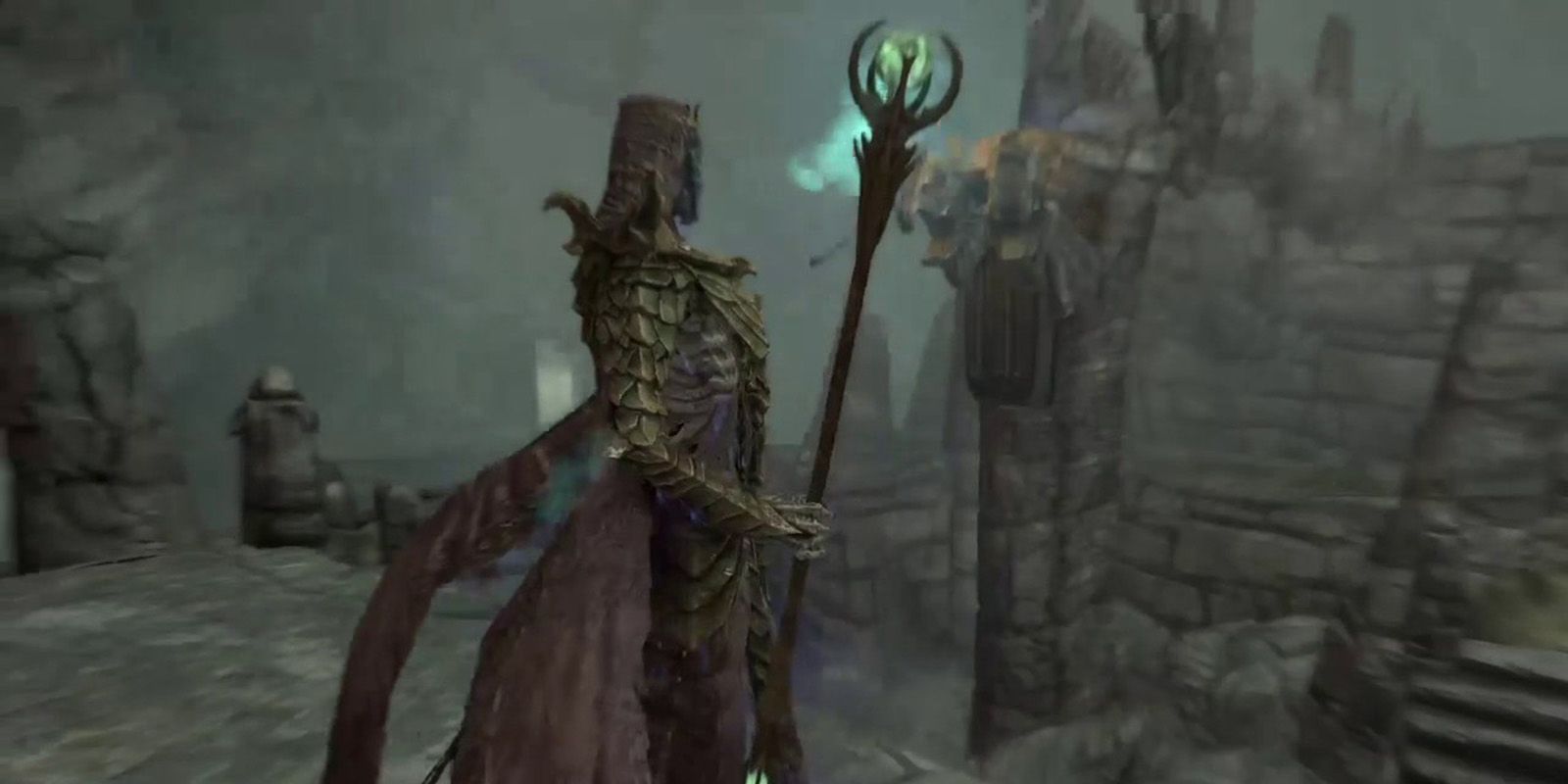 Skyrim Lich Holding Staff Of Magnus