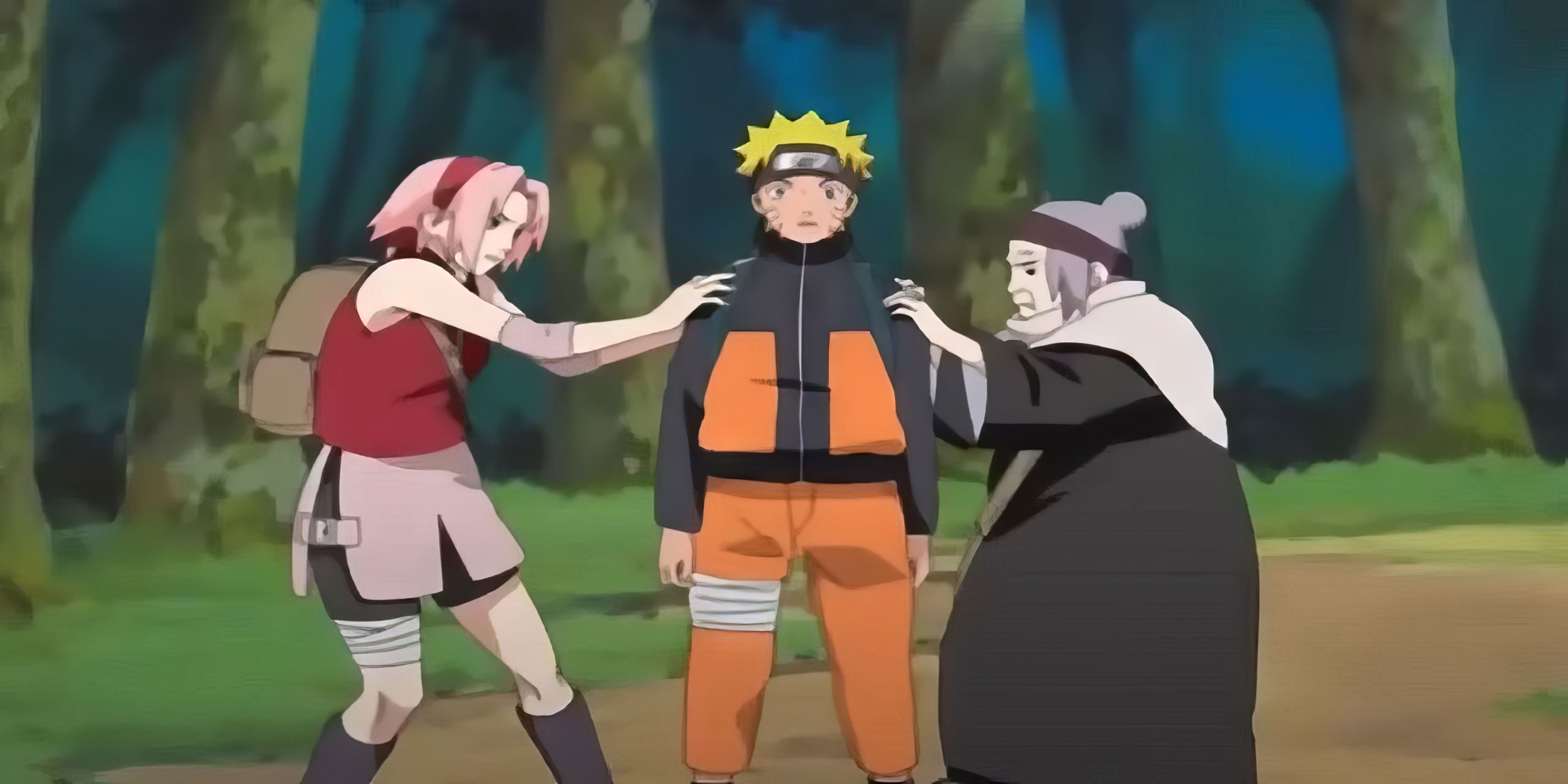 Sakura and Chiyo using their chakra to release Naruto from Itachi's genjutsu in Naruto: Shippuden