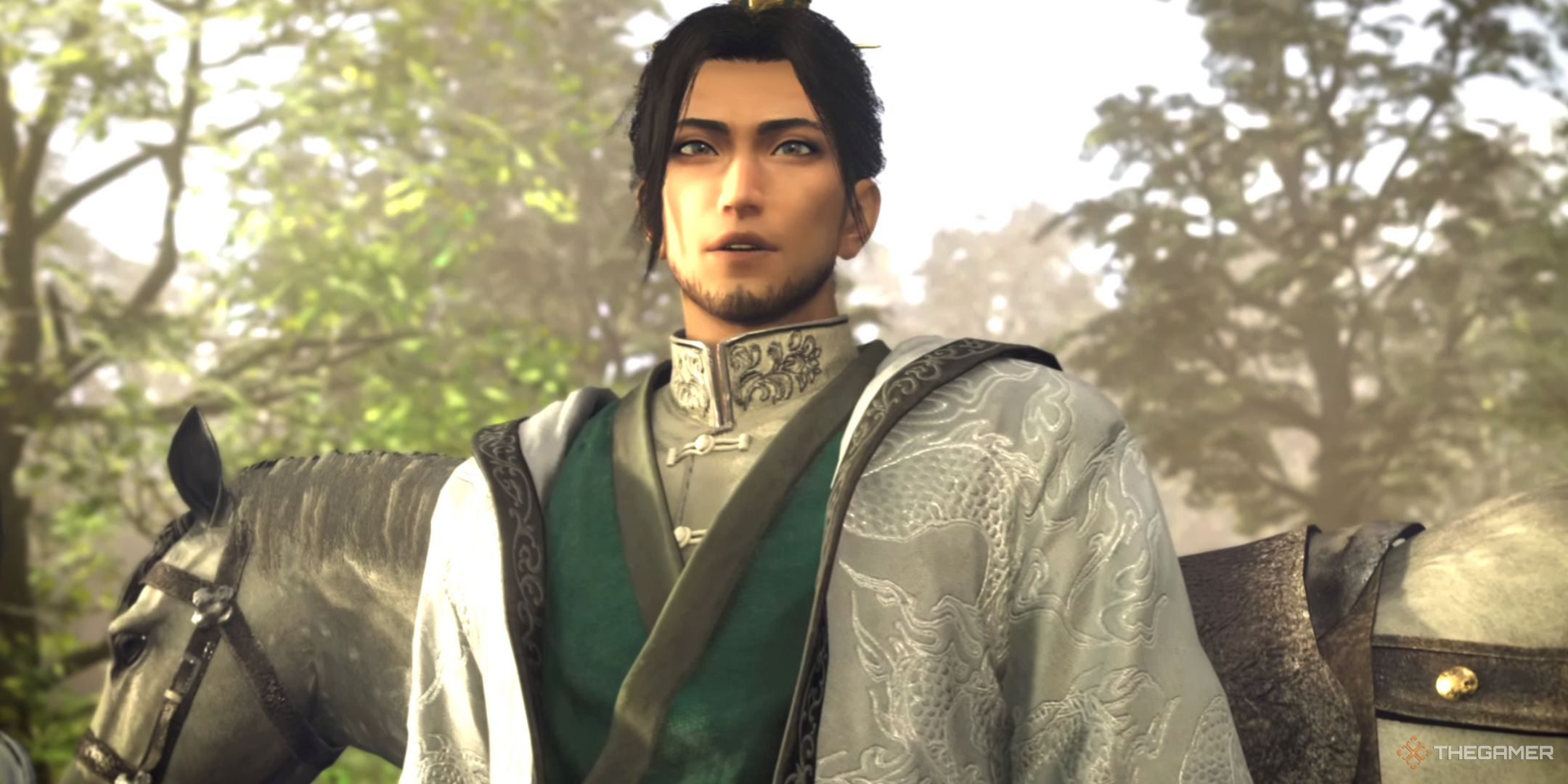 zhuge liang on a road in jing province in dynasty warriors: origins.