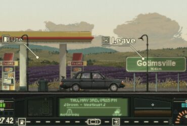 Driving past a petrol station in the Steam Next Fest demo for Keep Driving