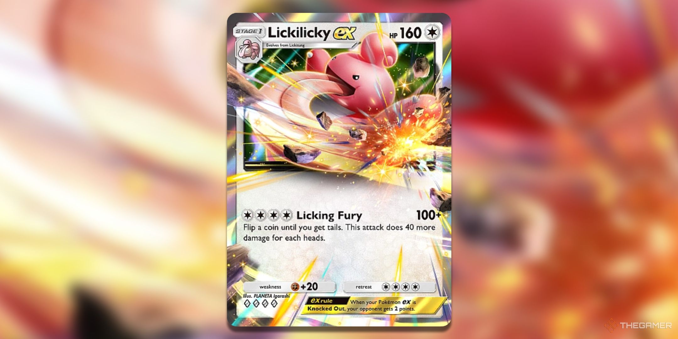 Lickilicky ex Pokemon TCG Pocket Space Time Smackdown Card Art.