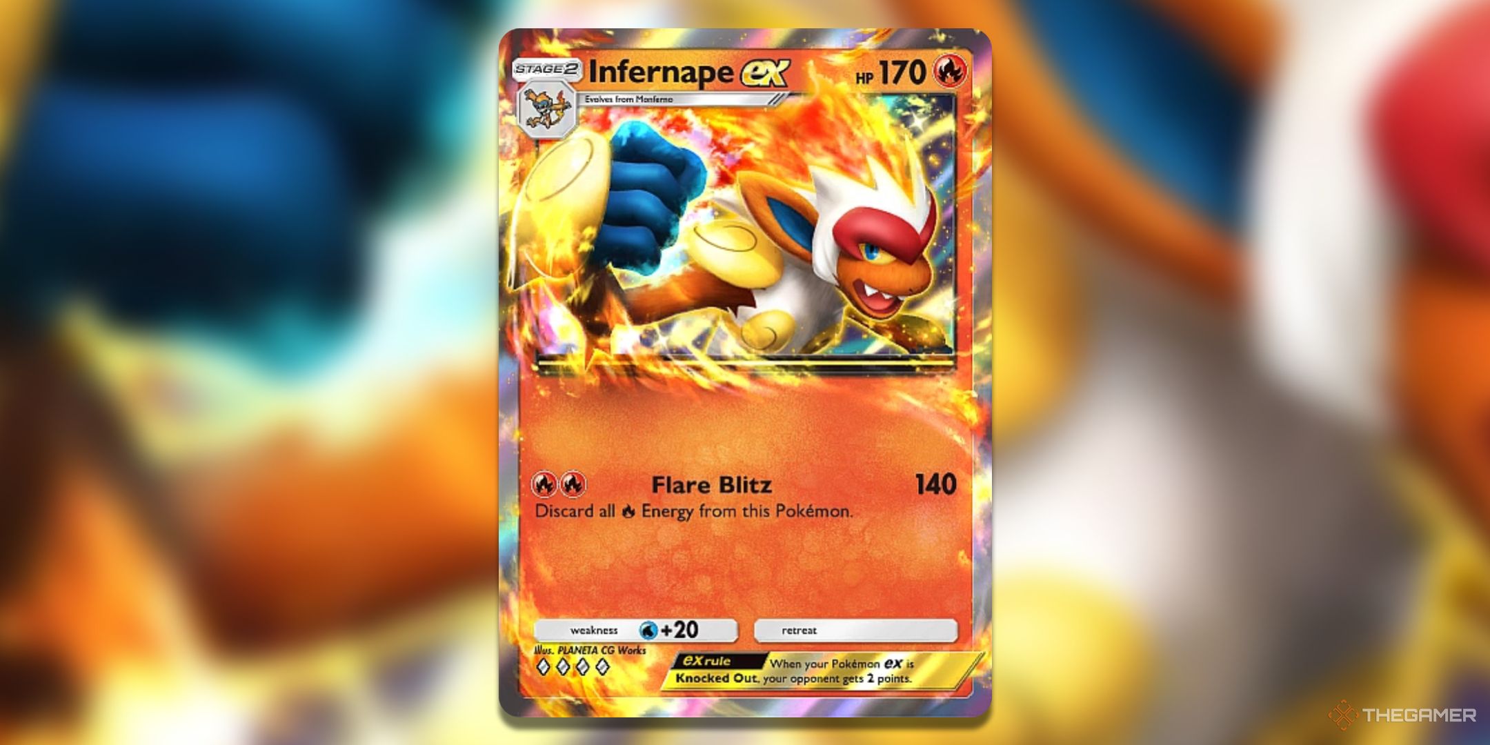 Infernape ex Pokemon TCG Pocket Space Time Smackdown Card Art.