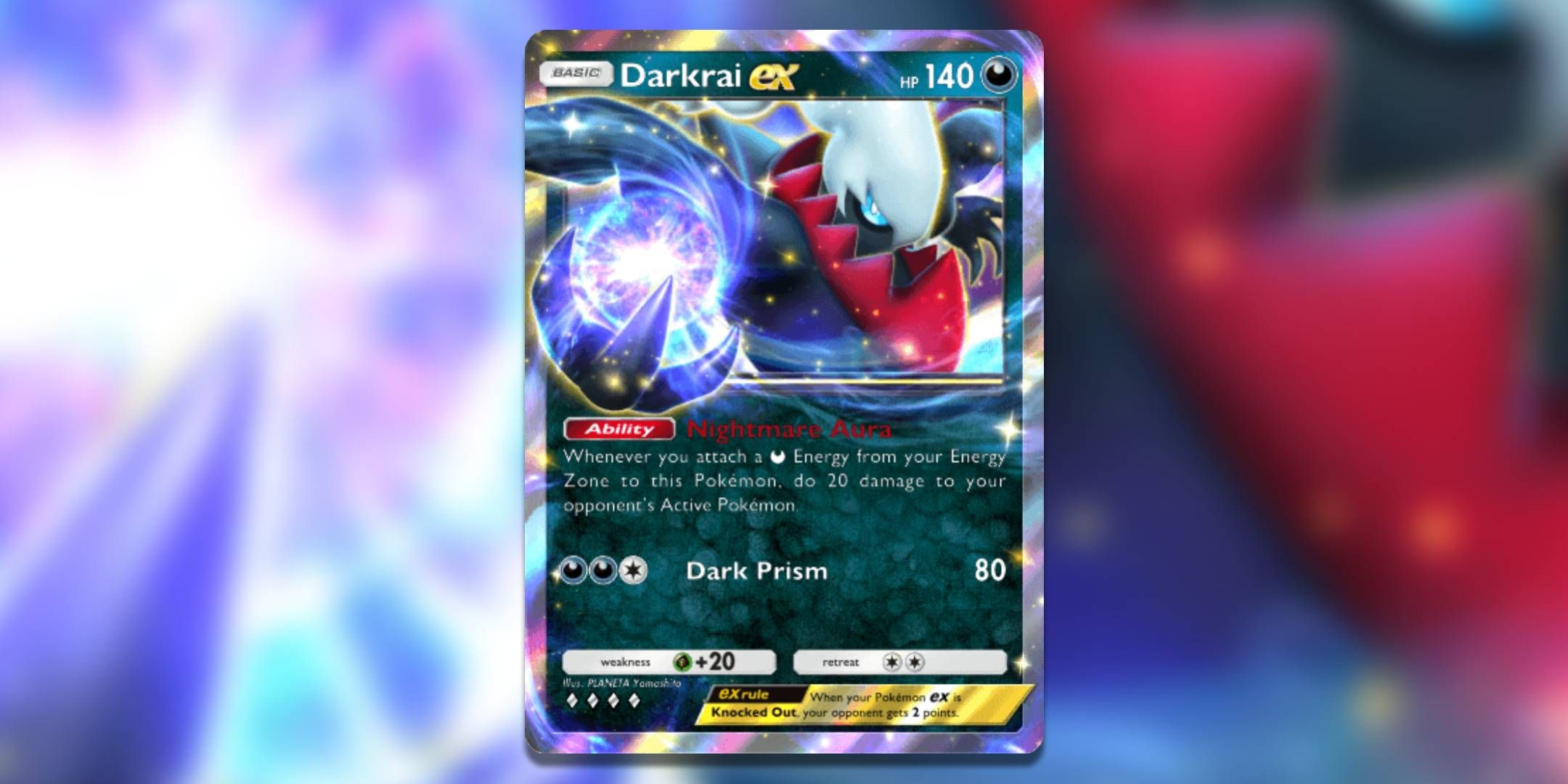 The Pokemon card Darkrai ex by Planeta Yamoshito.