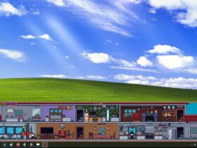 Screenshot of My Little Life showing a large house sitting on the bottom of a desktop