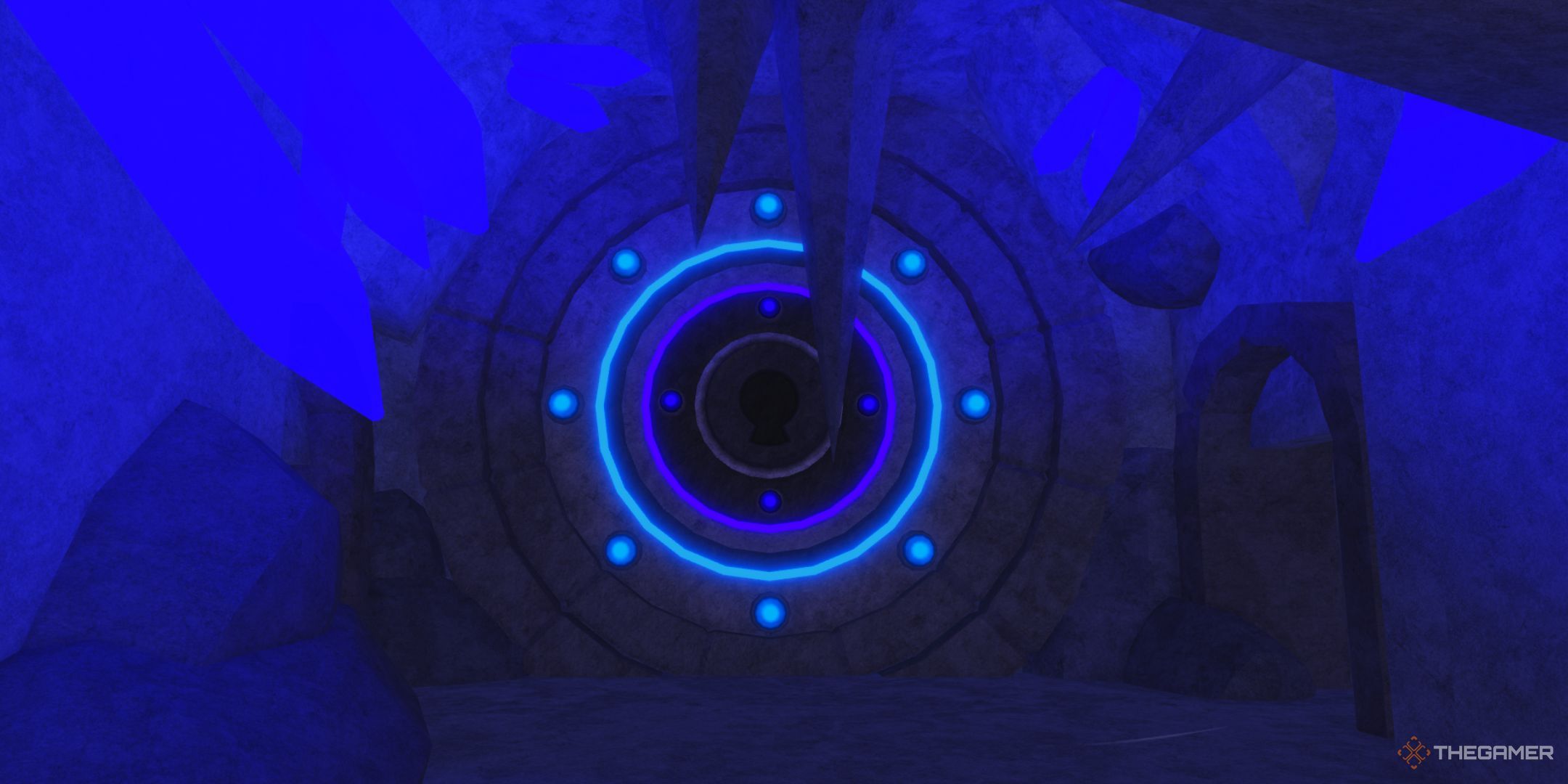 The player character shows the Ethereal Abyss gate in the Ethereal Abyss trial location in the Atlantis area in Fisch.