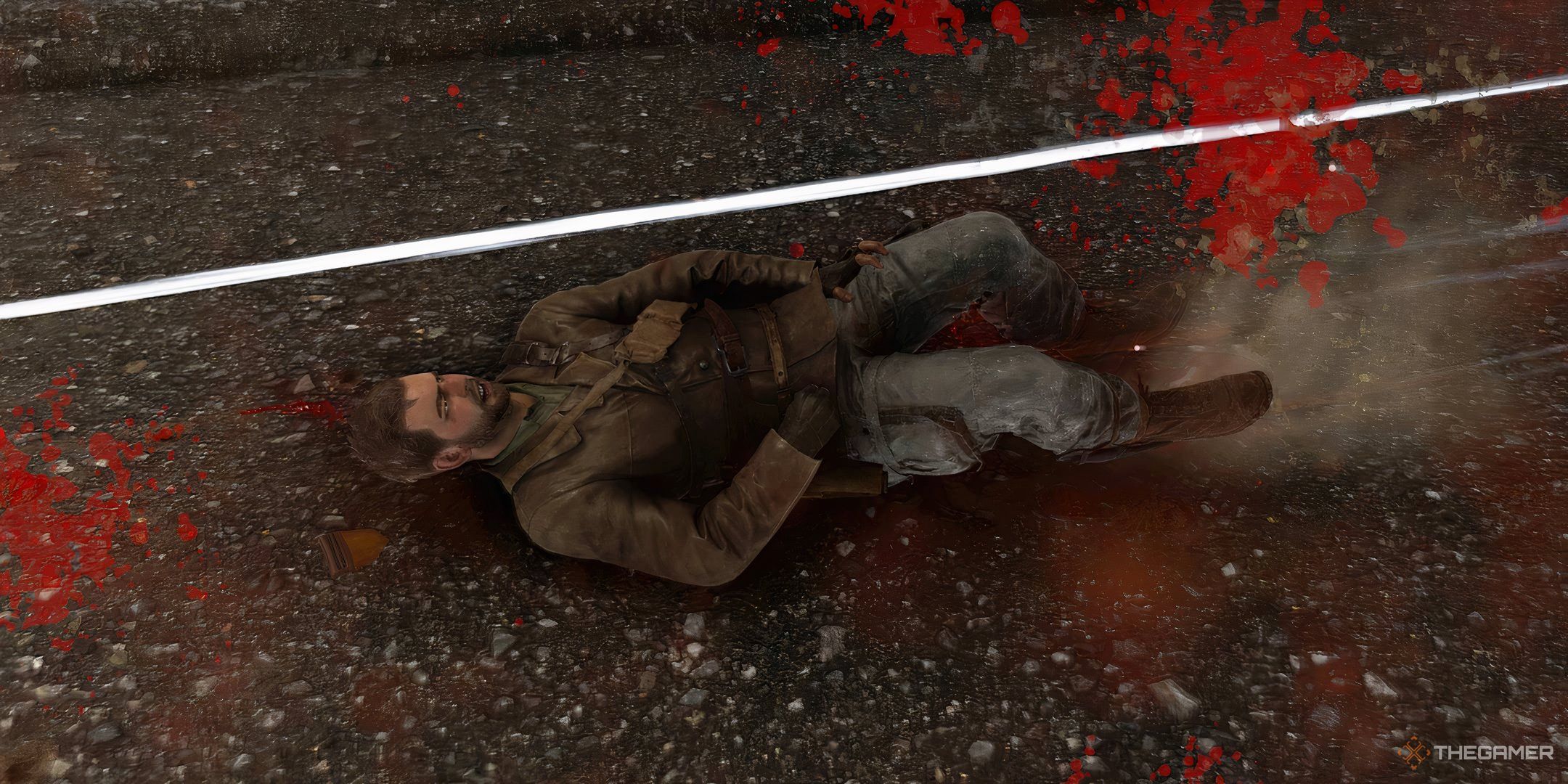 Harry Wounded Waiting For Revive In Sniper Elite: Resistance.