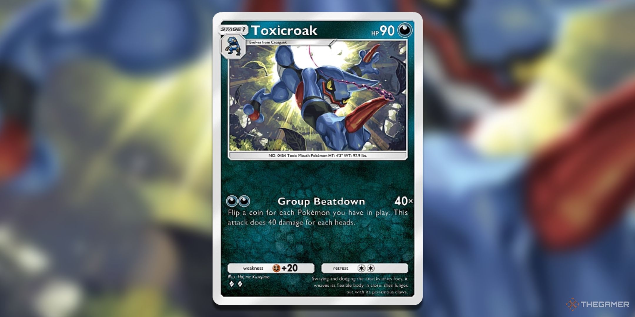 Toxicroak Pokemon TCG Pocket Space Time Smackdown Card Art.