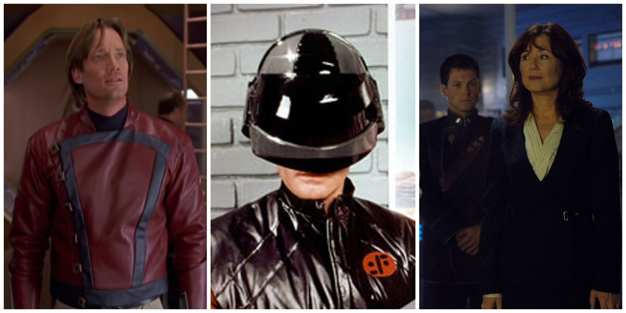 A collage showing images from Andromeda, V: The Miniseries, and Battlestar Galactica.