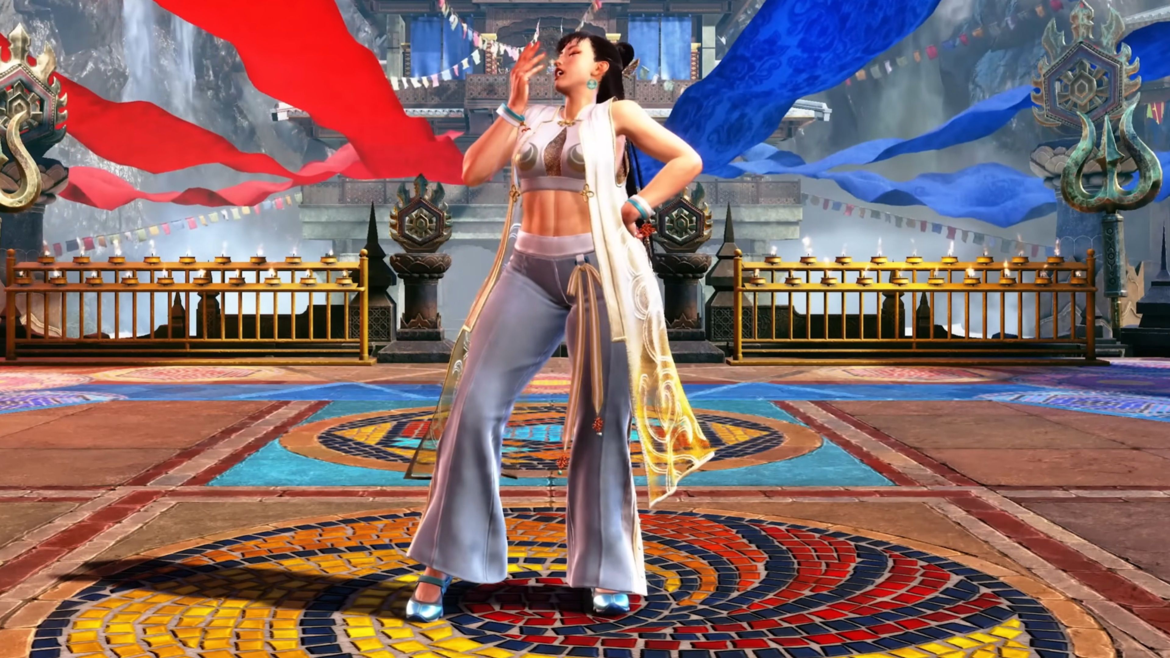 Chun-Li standing in the center of an elevated arena in Street Fighter 6.