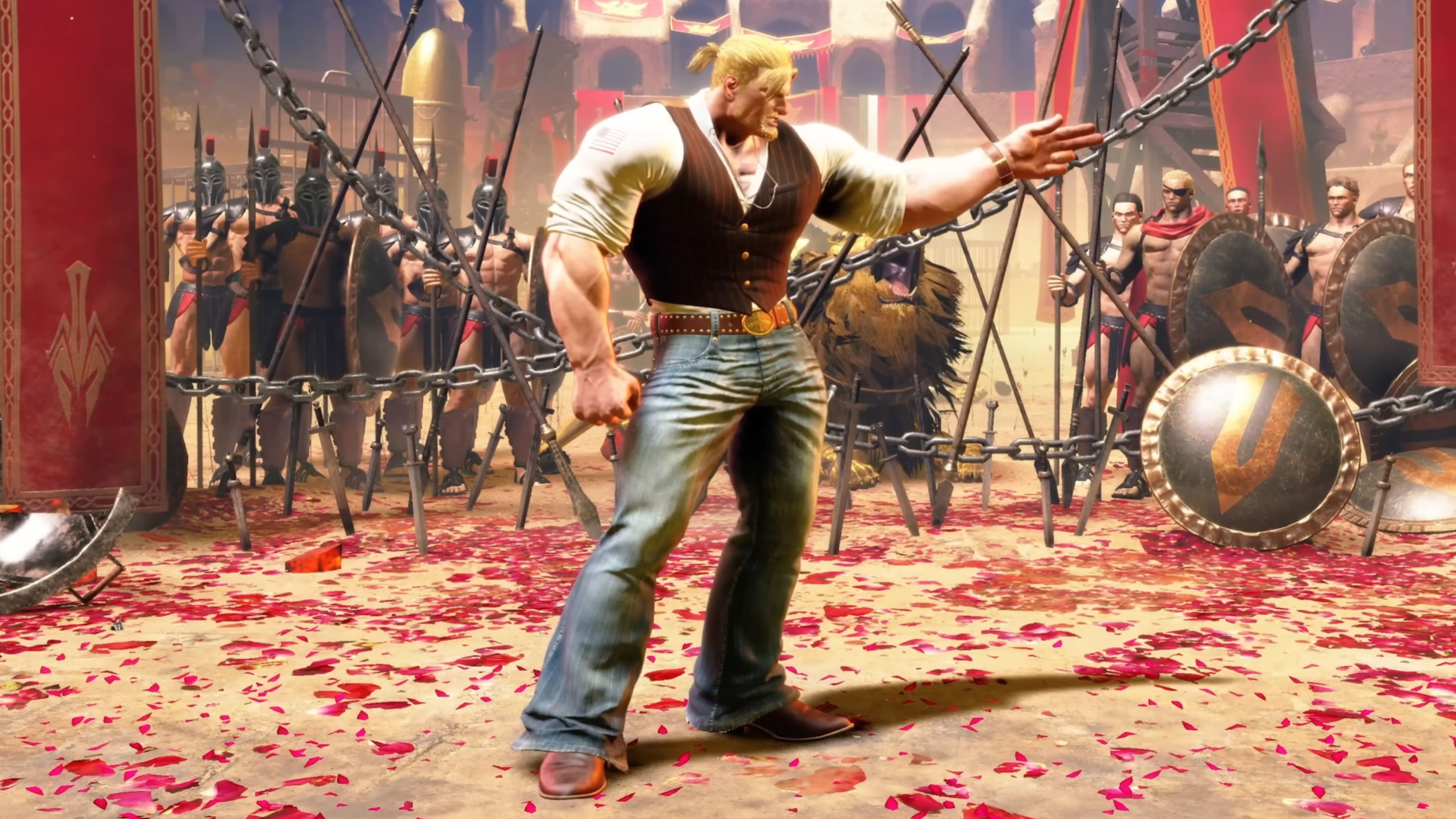 Guile standing in the middle of a Colosseum in Street Fighter 6.