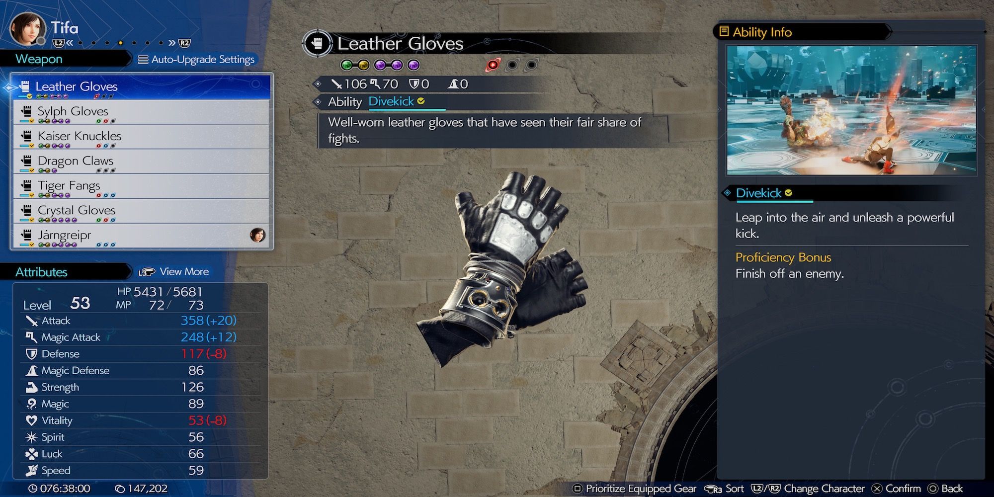 Leather Gloves weapon in Final Fantasy 7 Rebirth