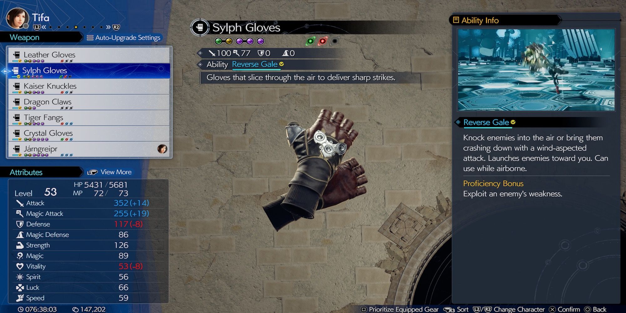 Sylph Gloves weapon in Final Fantasy 7 Rebirth