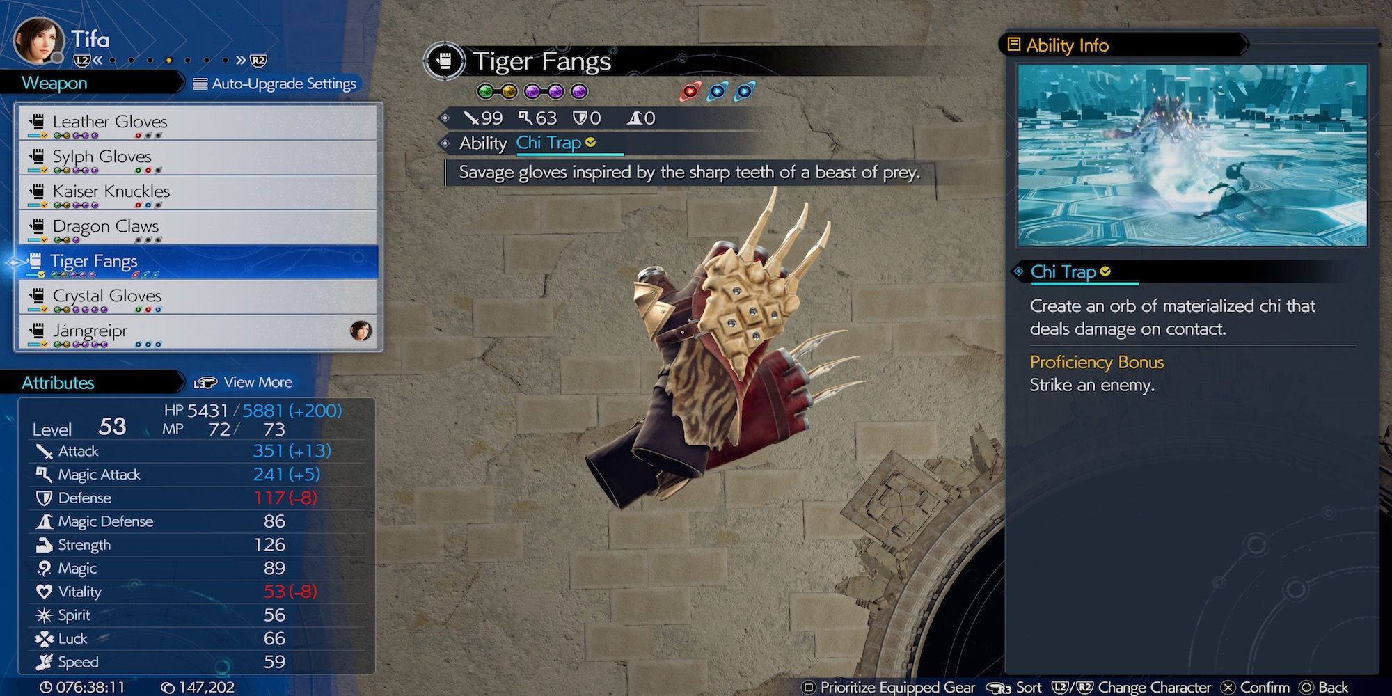 Tiger Fangs weapon in Final Fantasy 7 Rebirth