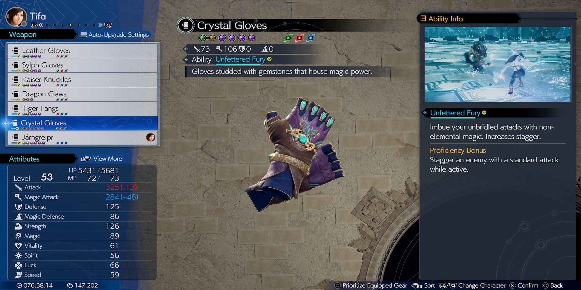 Crystal Gloves weapon in Final Fantasy 7 Rebirth